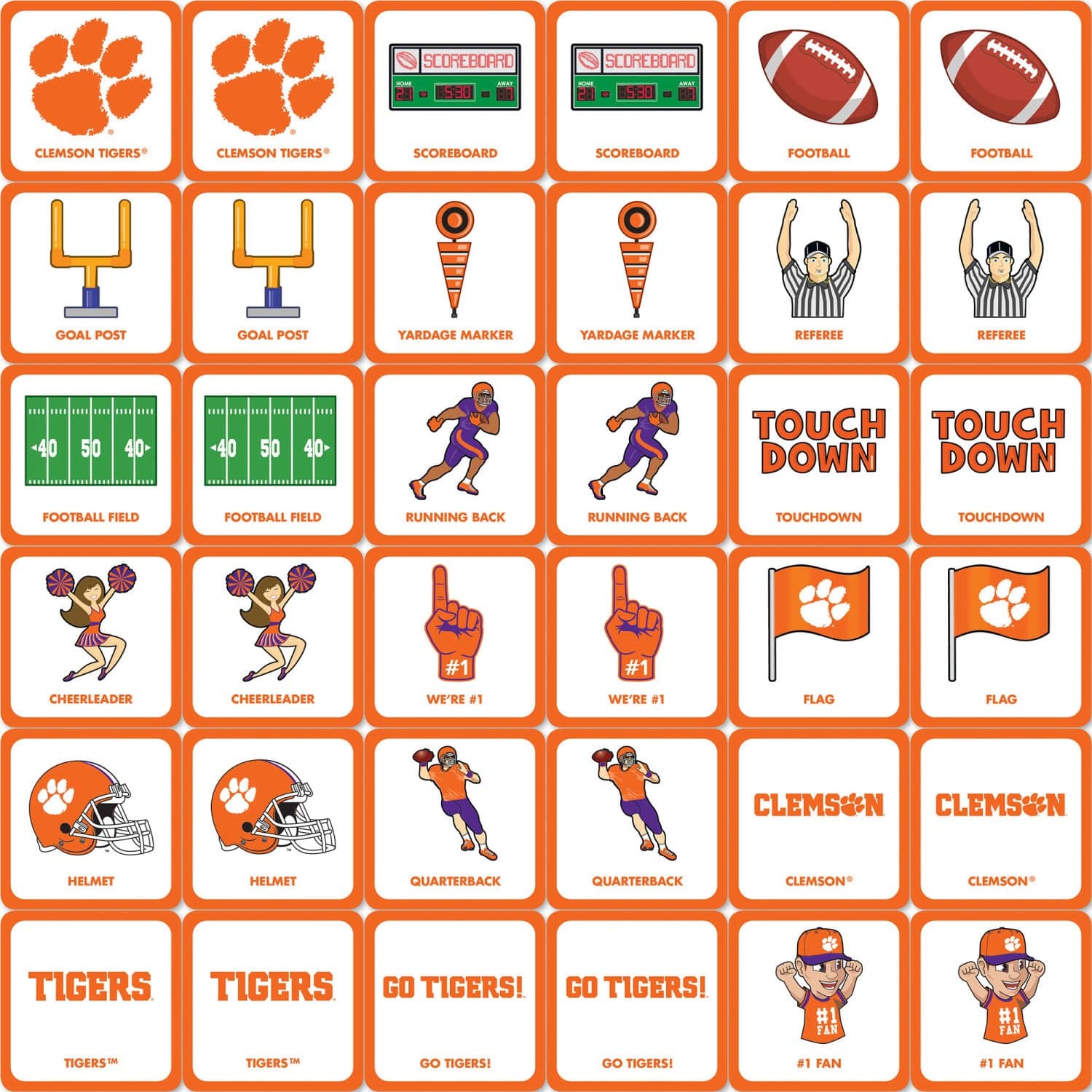 Clemson Tigers Memory Match Game