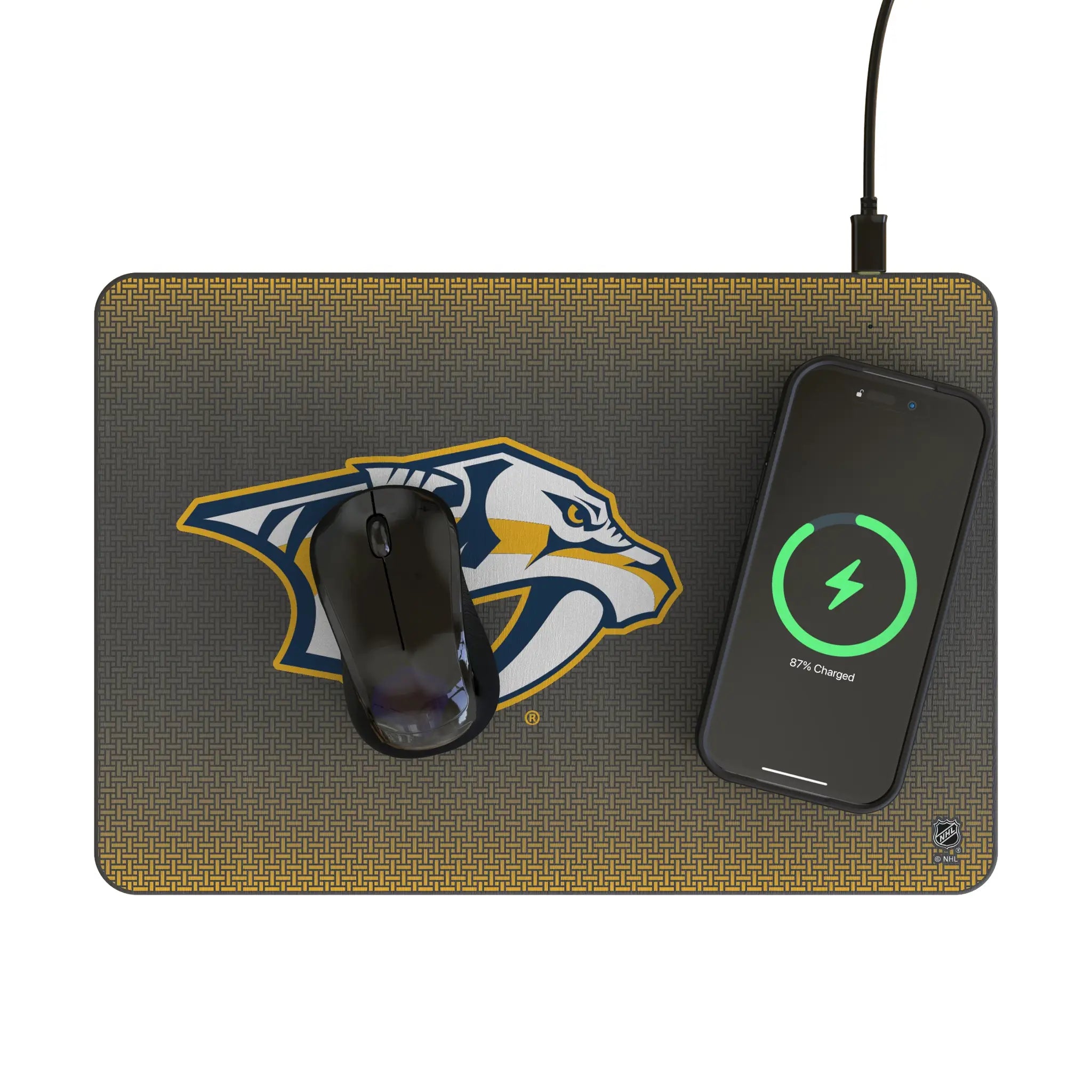 Nashville Predators Linen 15-Watt Wireless Charger and Mouse Pad