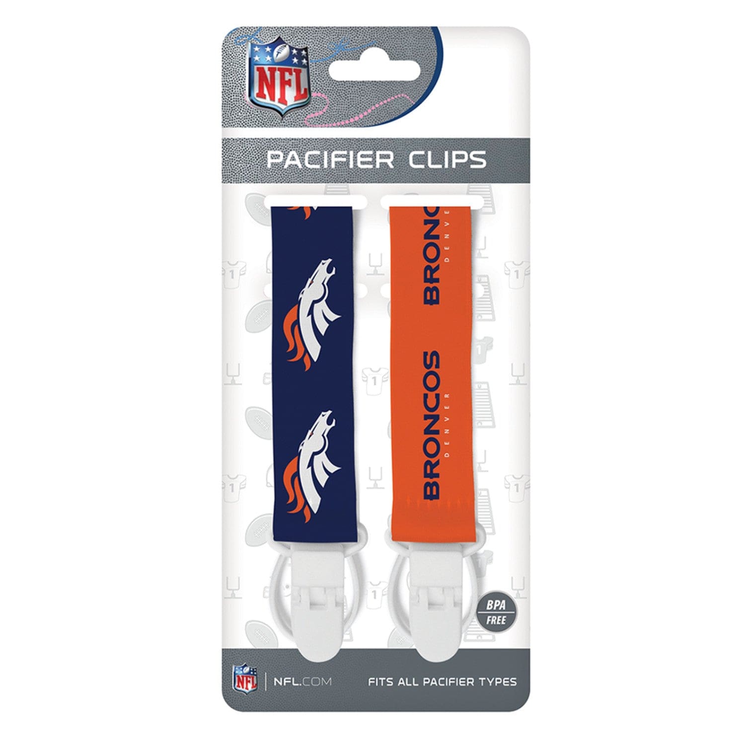 Denver Broncos Pacifier Clip Set - 2-Pack