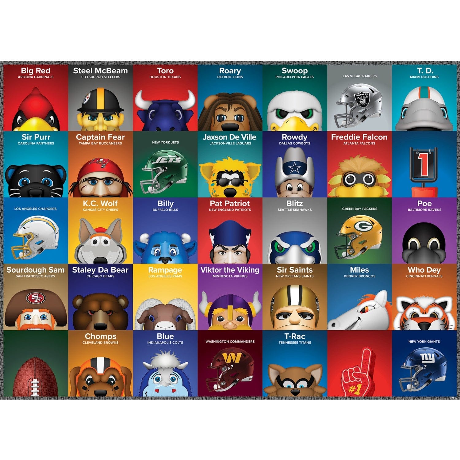 100-Piece Jigsaw Puzzle Featuring NFL Mascots