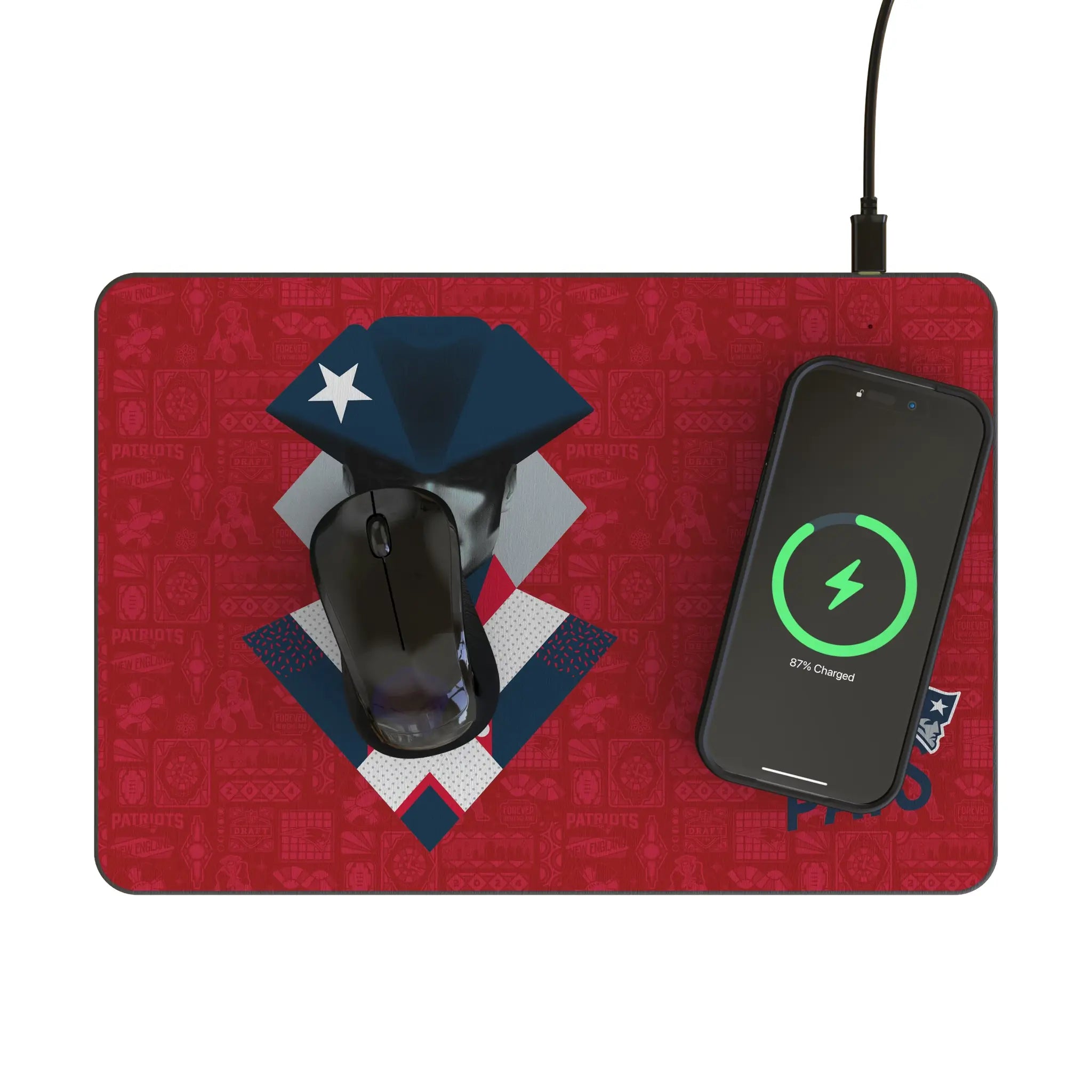 New England Patriots 2024 Edition 15-Watt Wireless Charger and Mouse Pad