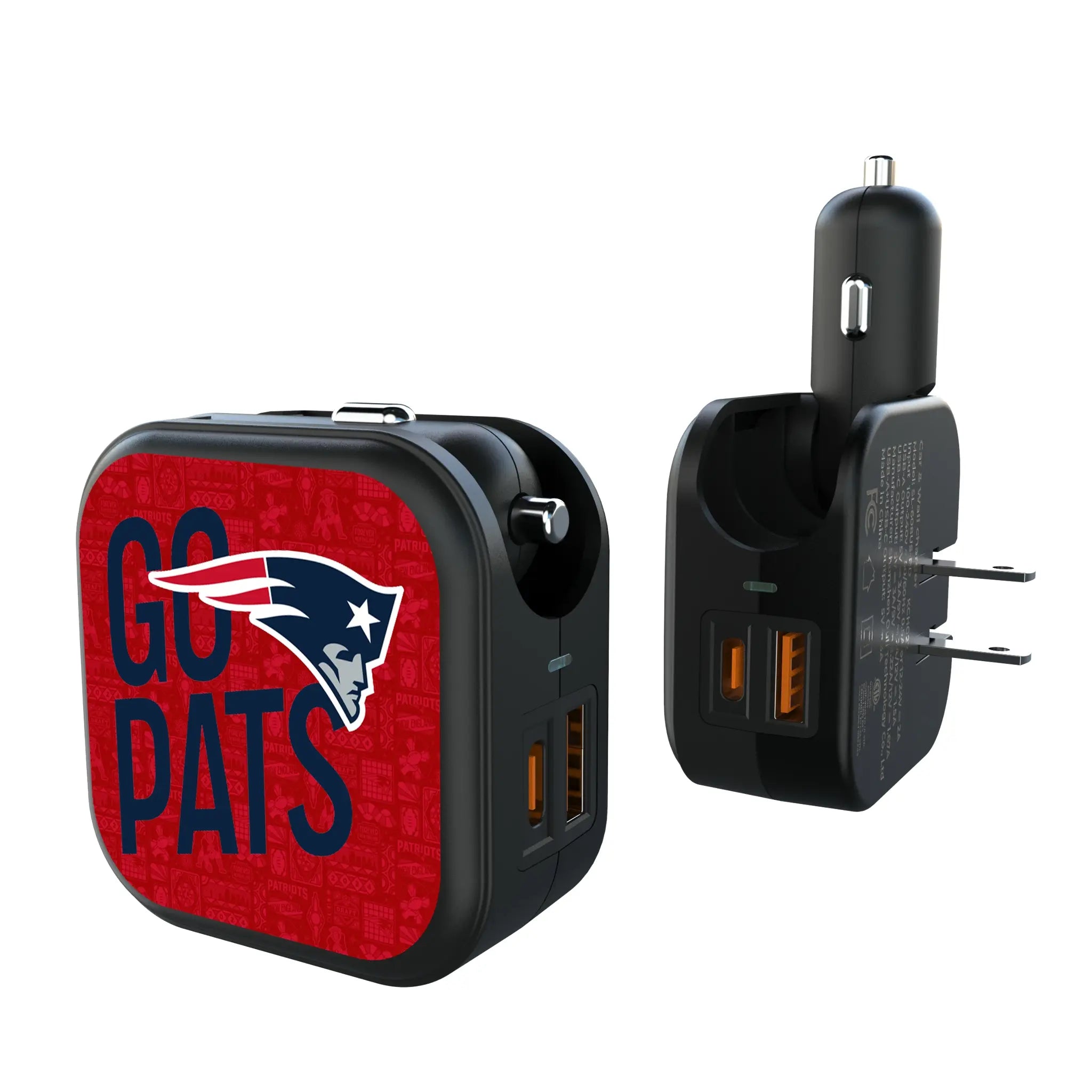 New England Patriots 2024 Illustrated Limited Edition 2 in 1 USB A/C Charger