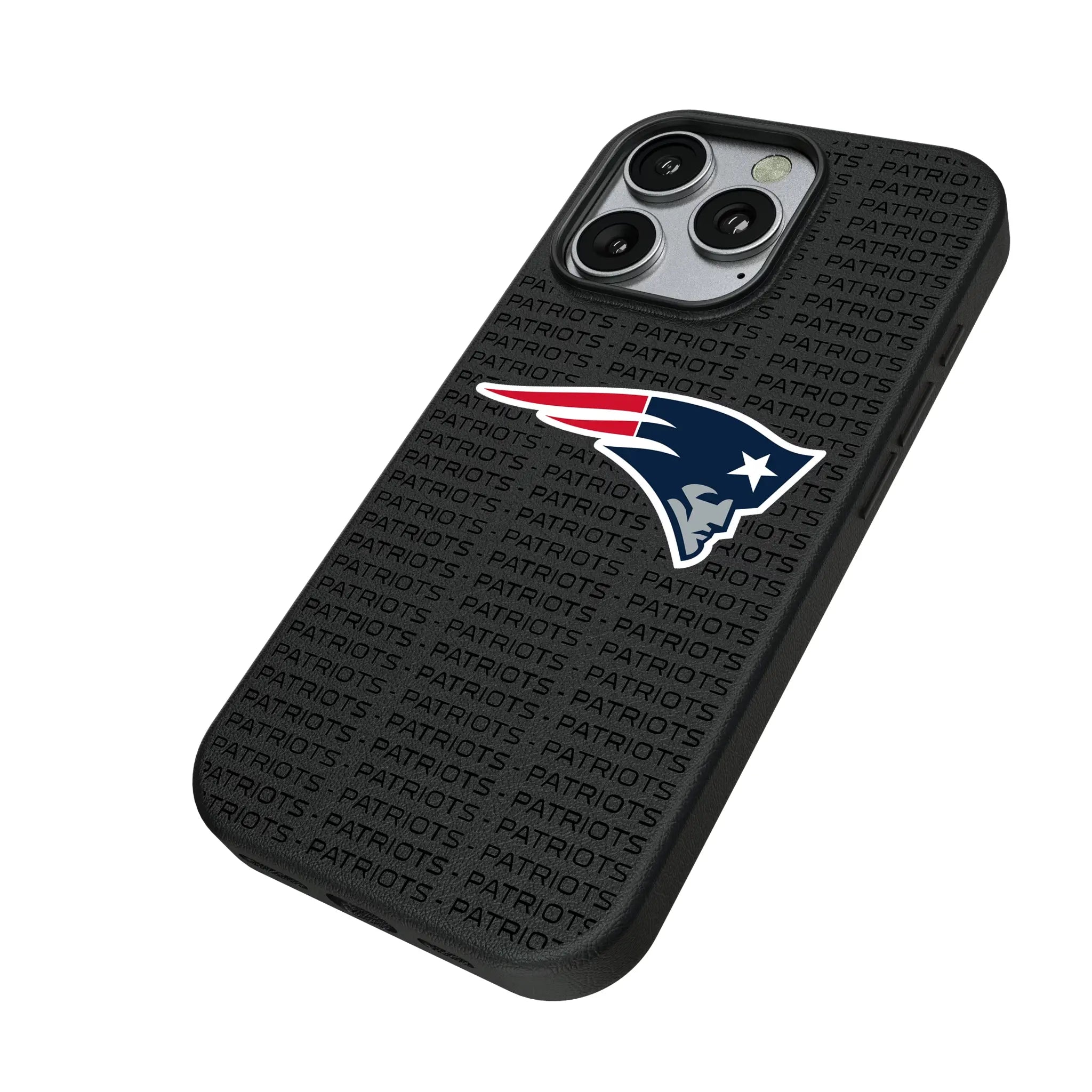 New England Patriots Text Backdrop MagSafe Compatible Phone Case for Apple iPhone