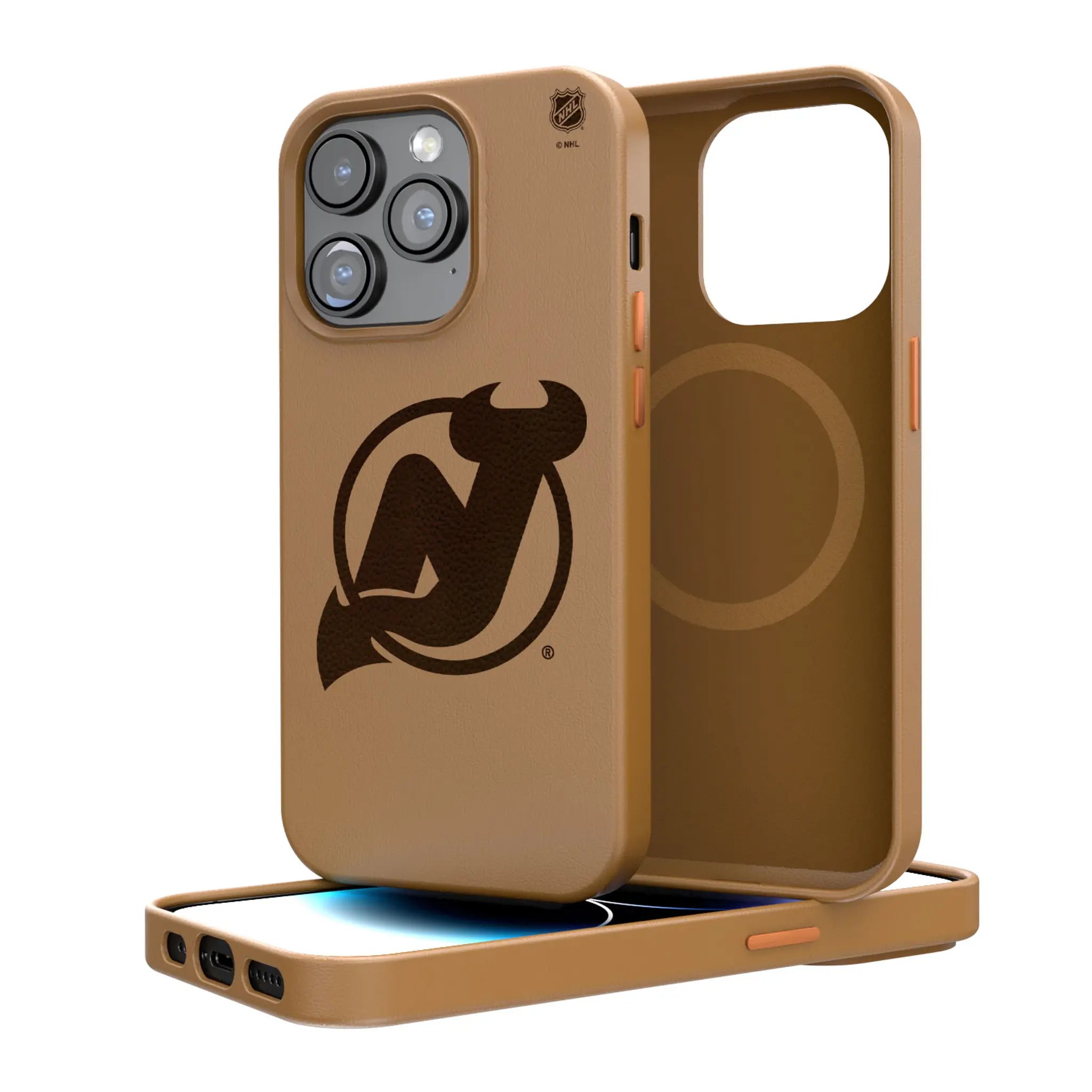 New Jersey Devils Woodburned Brown Magnetic Case