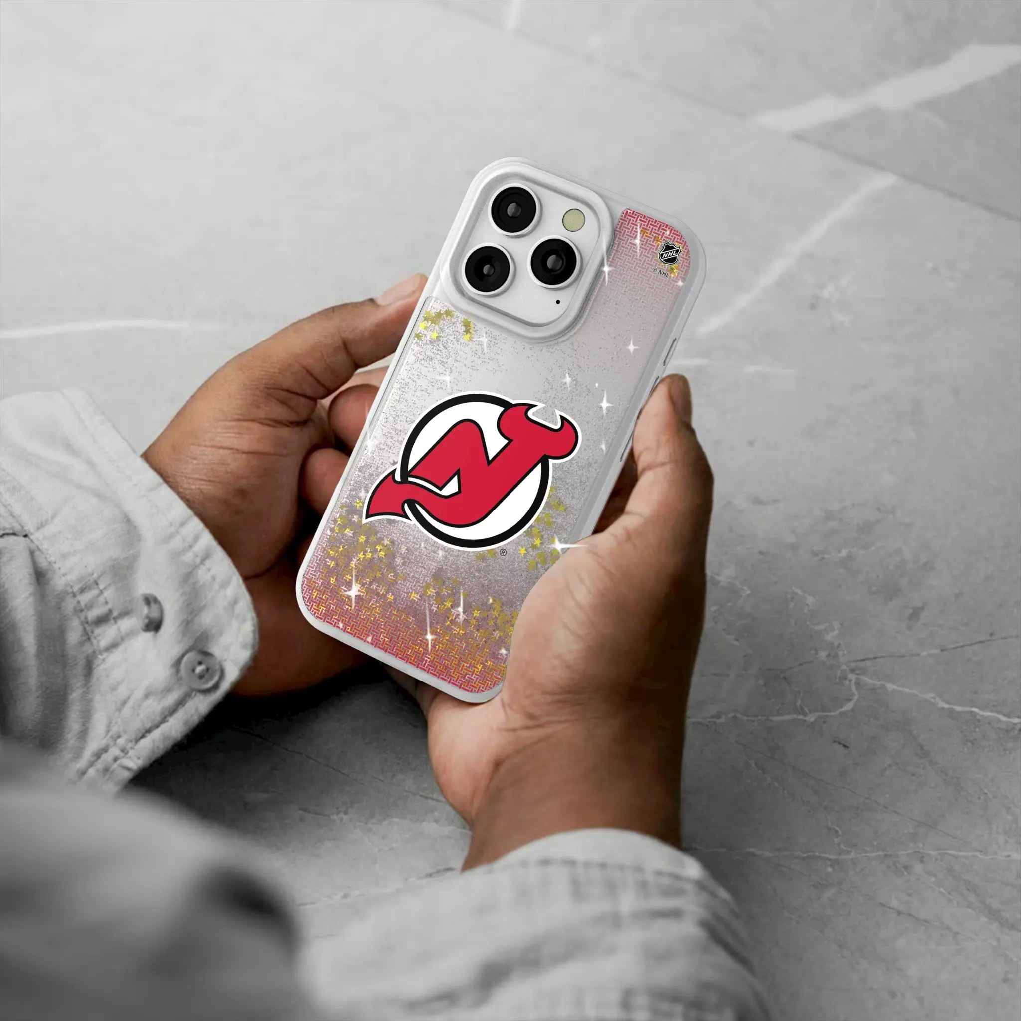 New Jersey Devils Linen Glitter Phone Case