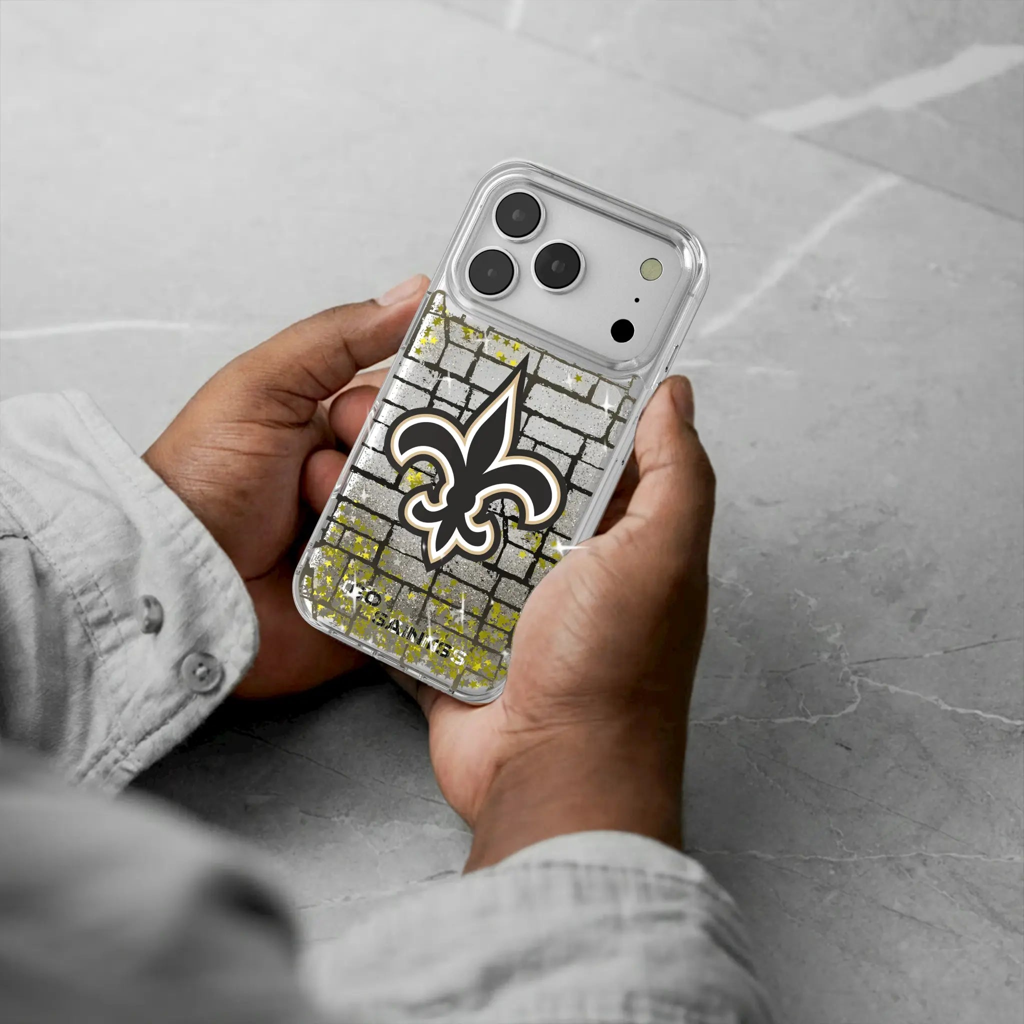 New Orleans Saints Brick Glitter Phone Case for Apple iPhone