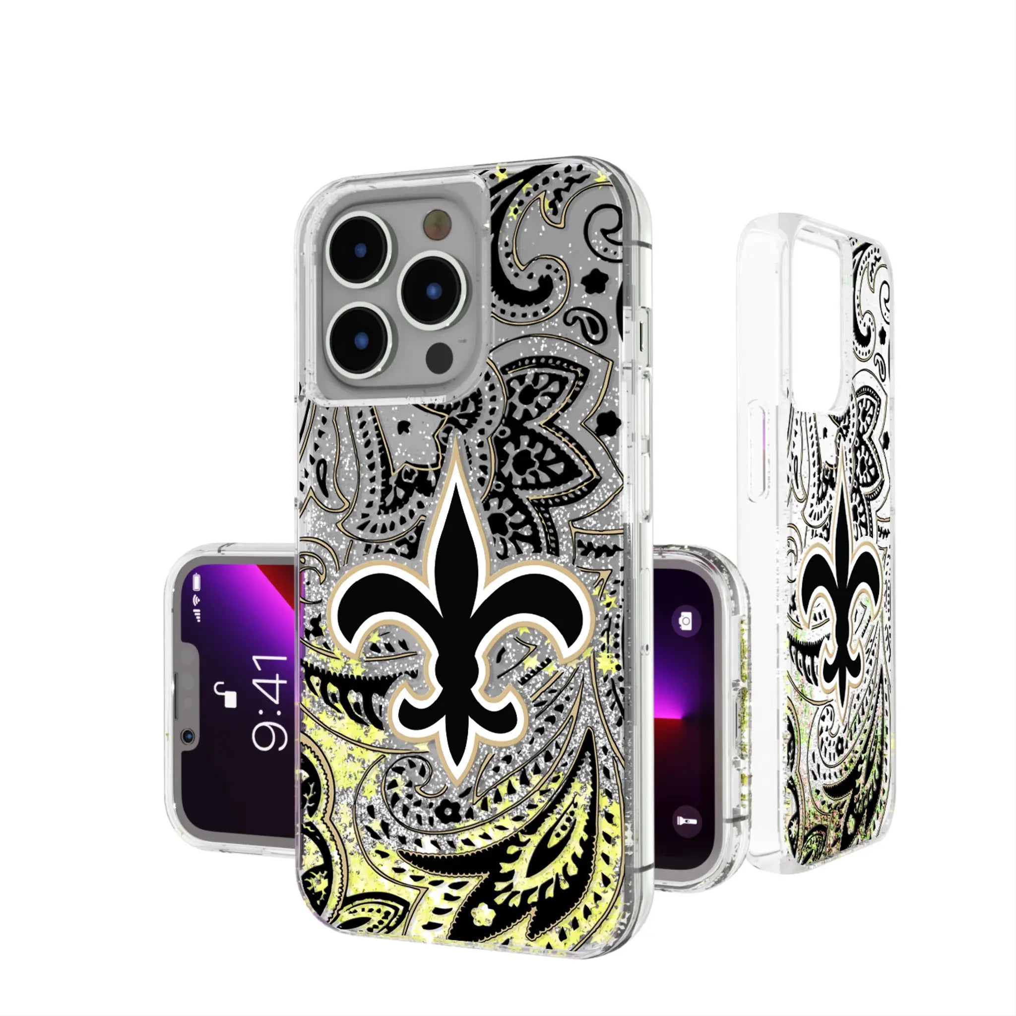 New Orleans Saints Paisley Glitter Phone Case