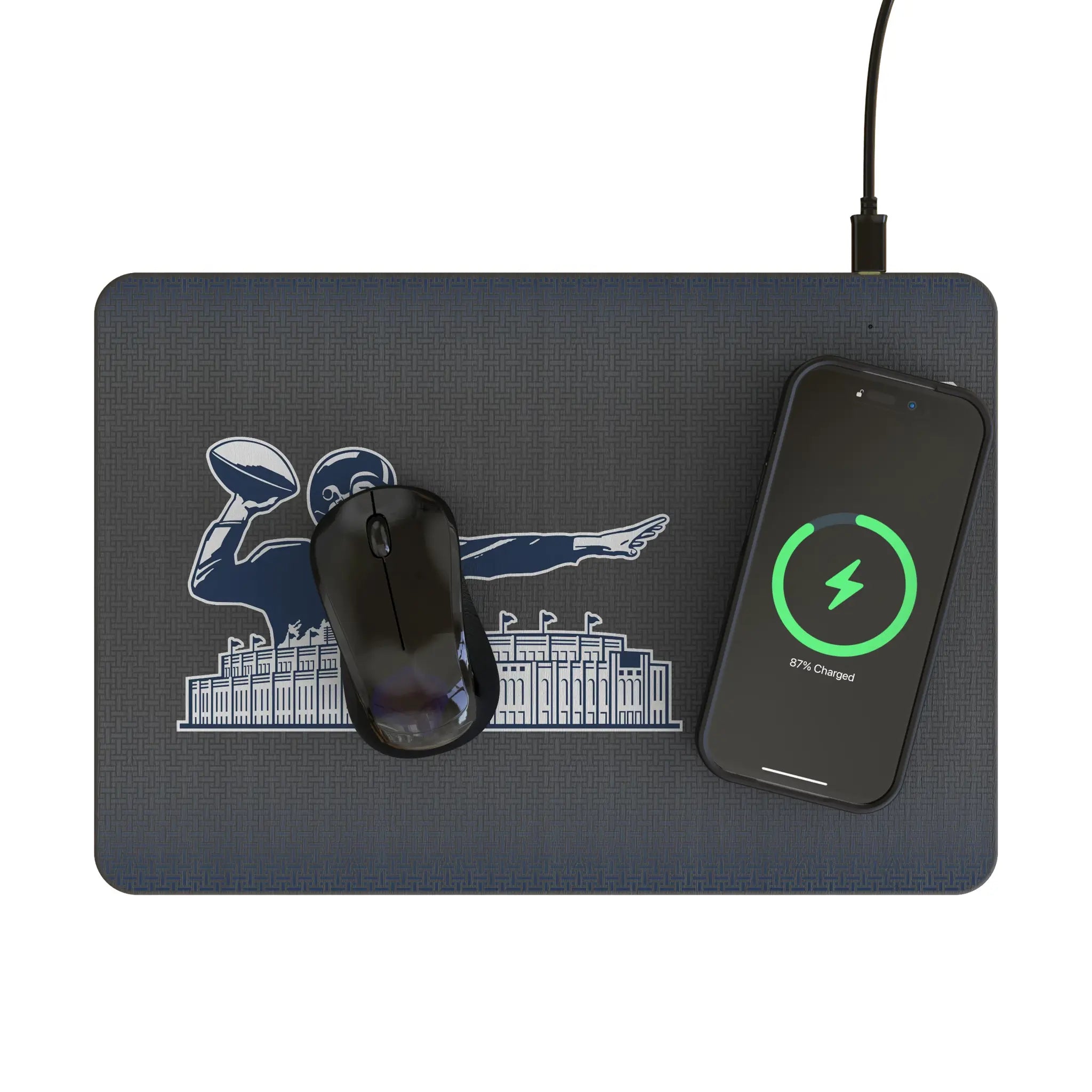 New York Giants 1960-1966 Historic Collection Linen 15-Watt Wireless Charger and Mouse Pad
