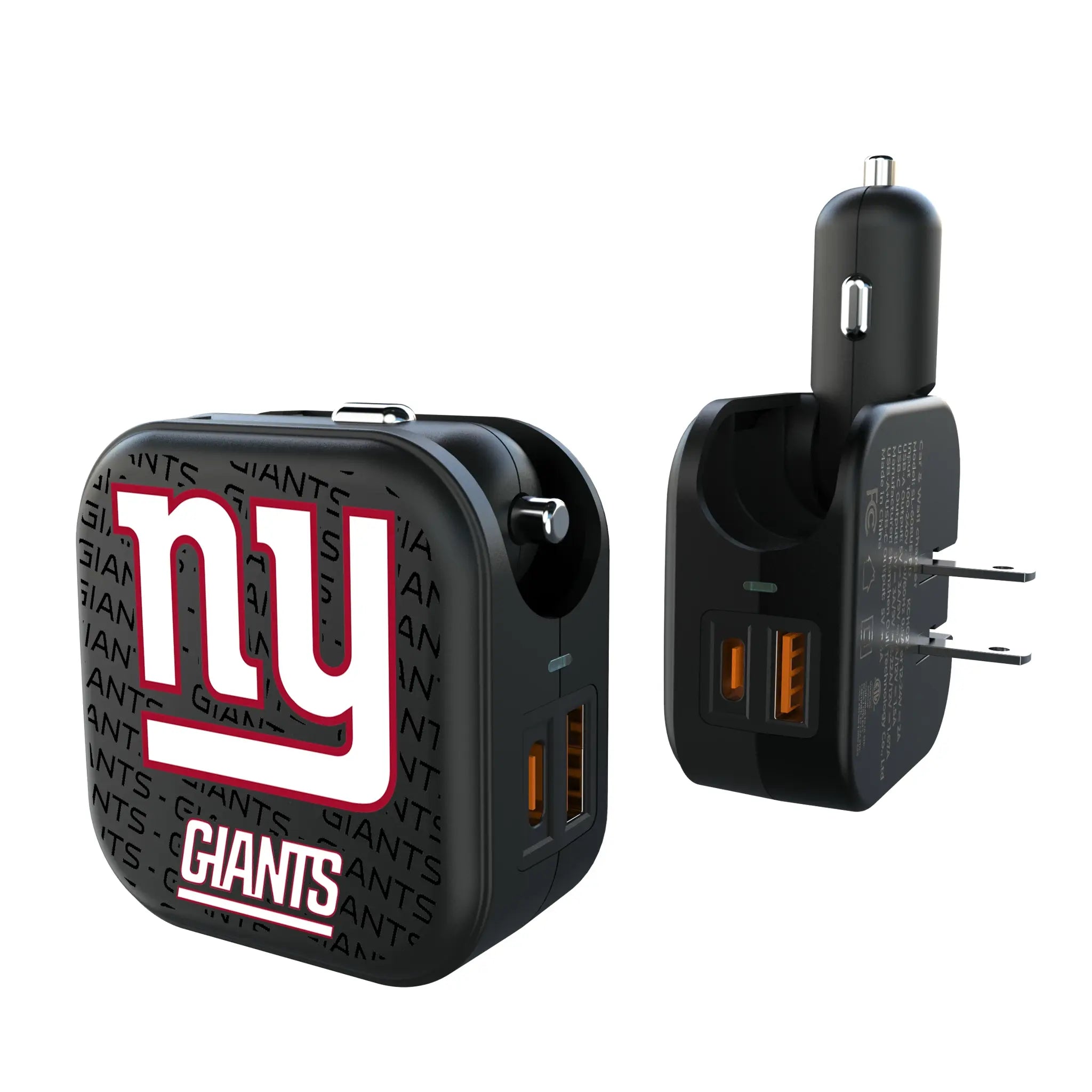 New York Giants Text Backdrop 2 in 1 USB A/C Charger