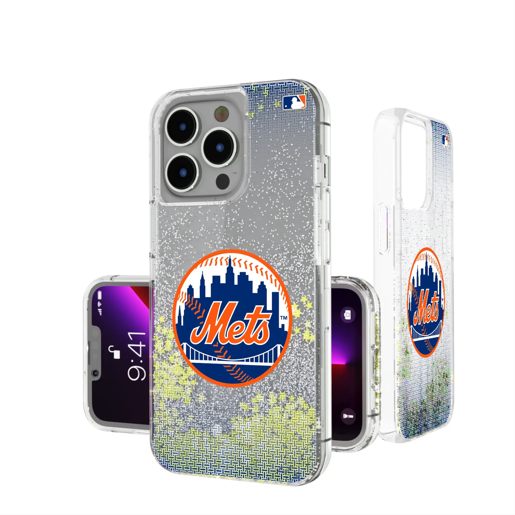New York Mets Linen Glitter Phone Case