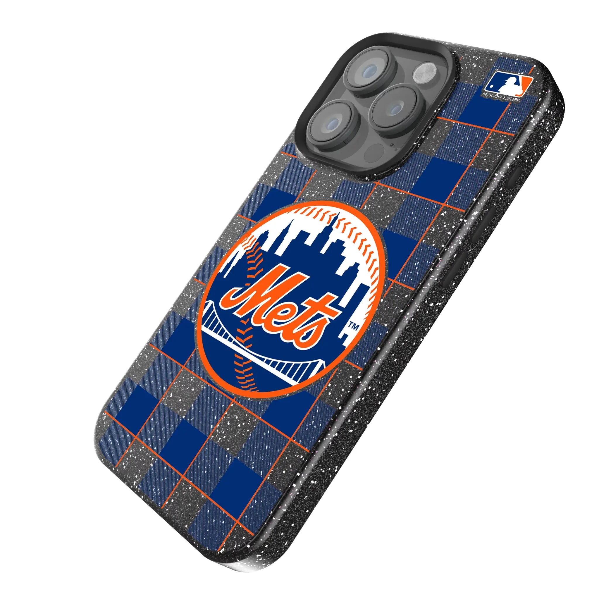 New York Mets Plaid Bling Phone Case