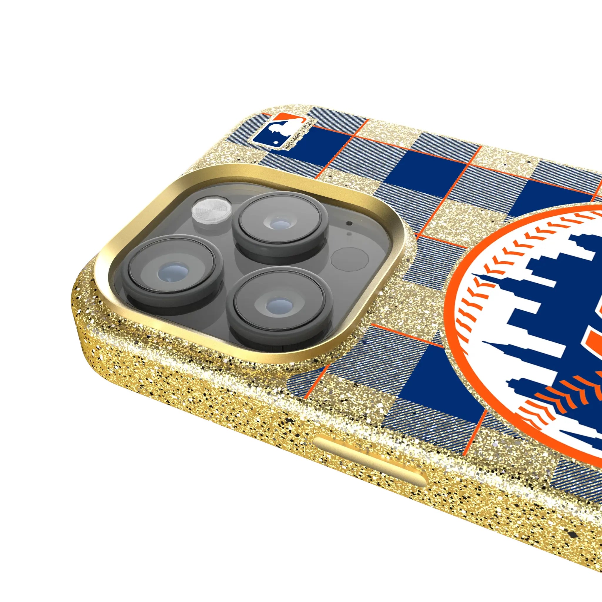New York Mets Plaid Bling Phone Case