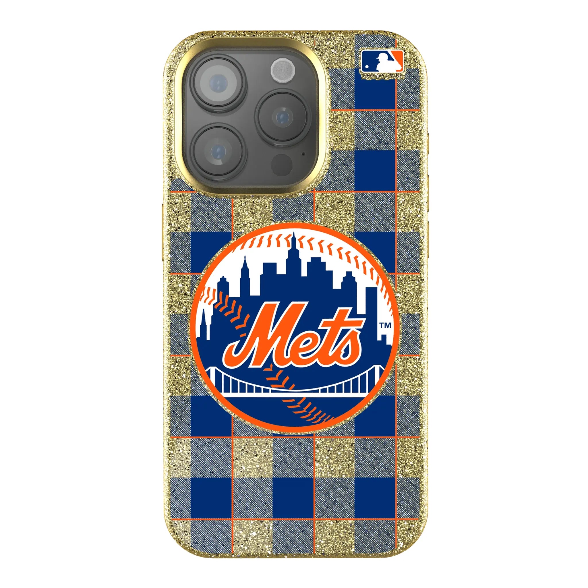 New York Mets Plaid Bling Phone Case
