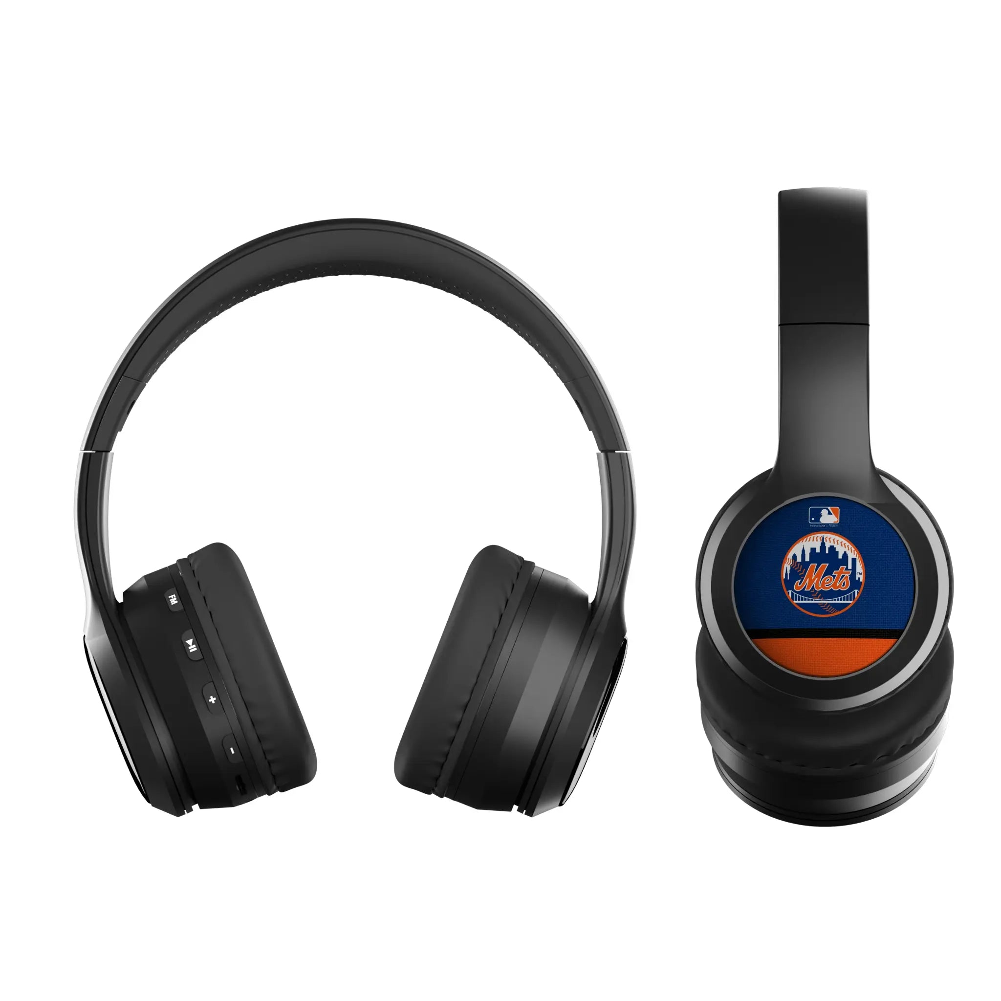 New York Mets Stripe Wireless Over-Ear BT Headphones With Case