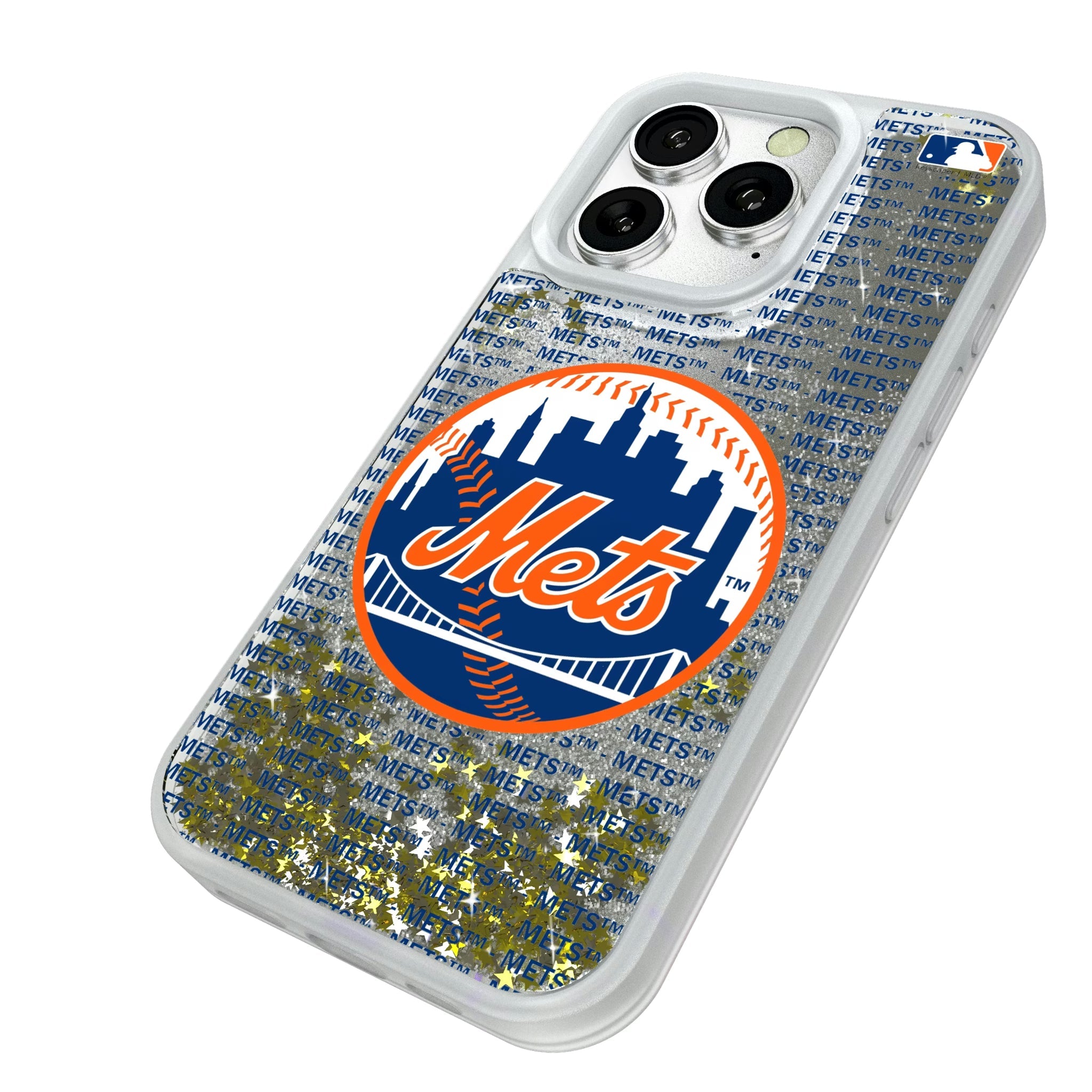 New York Mets Text Backdrop Glitter Phone Case