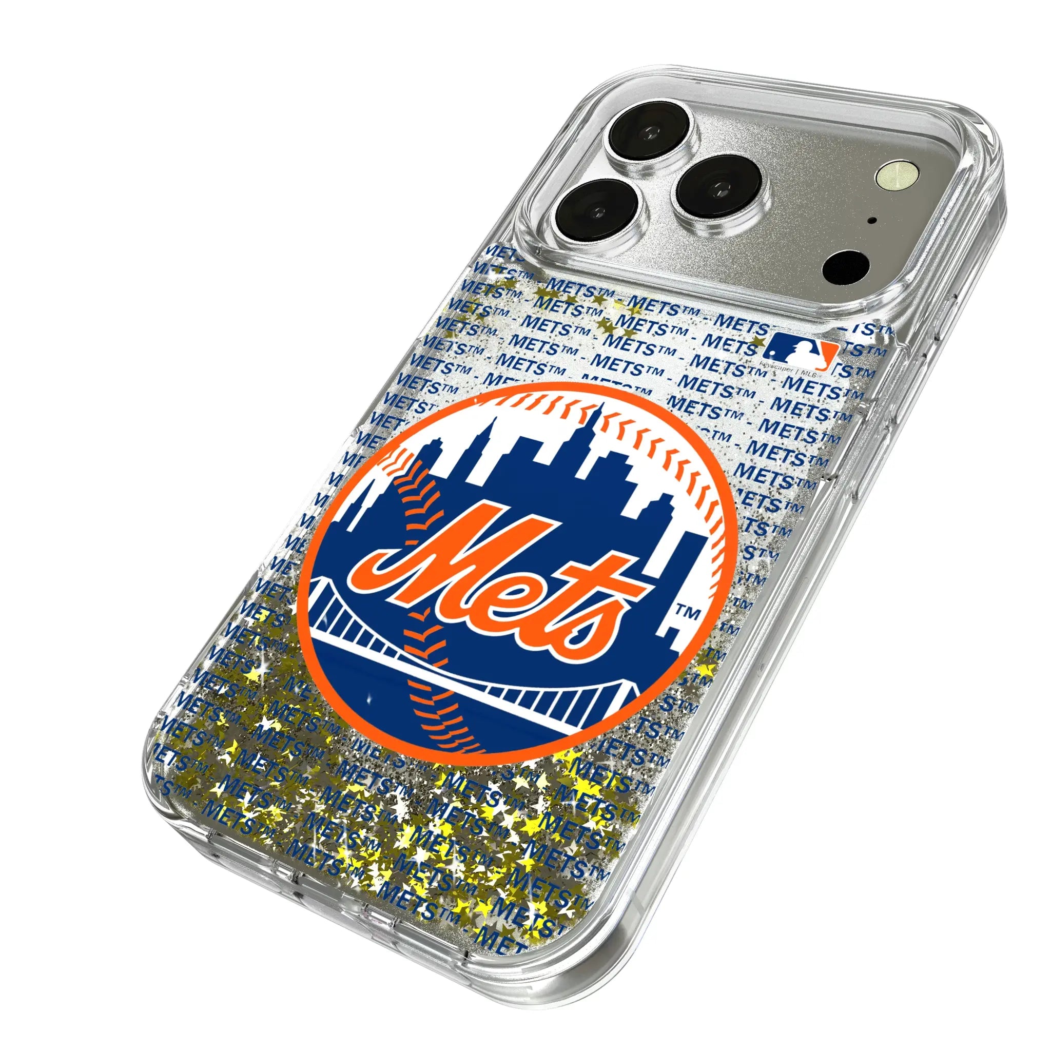 New York Mets Text Backdrop Glitter Phone Case