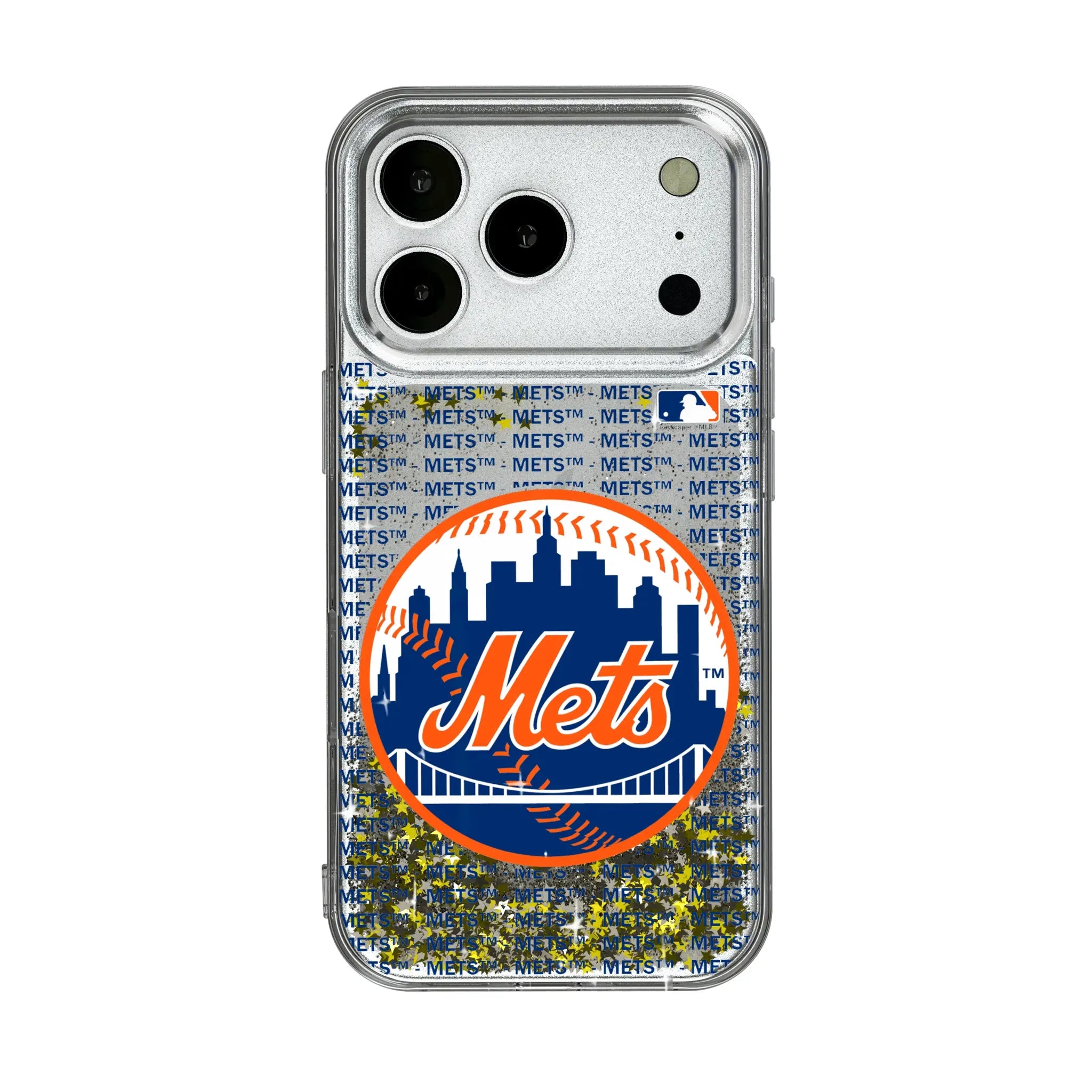 New York Mets Text Backdrop Glitter Phone Case