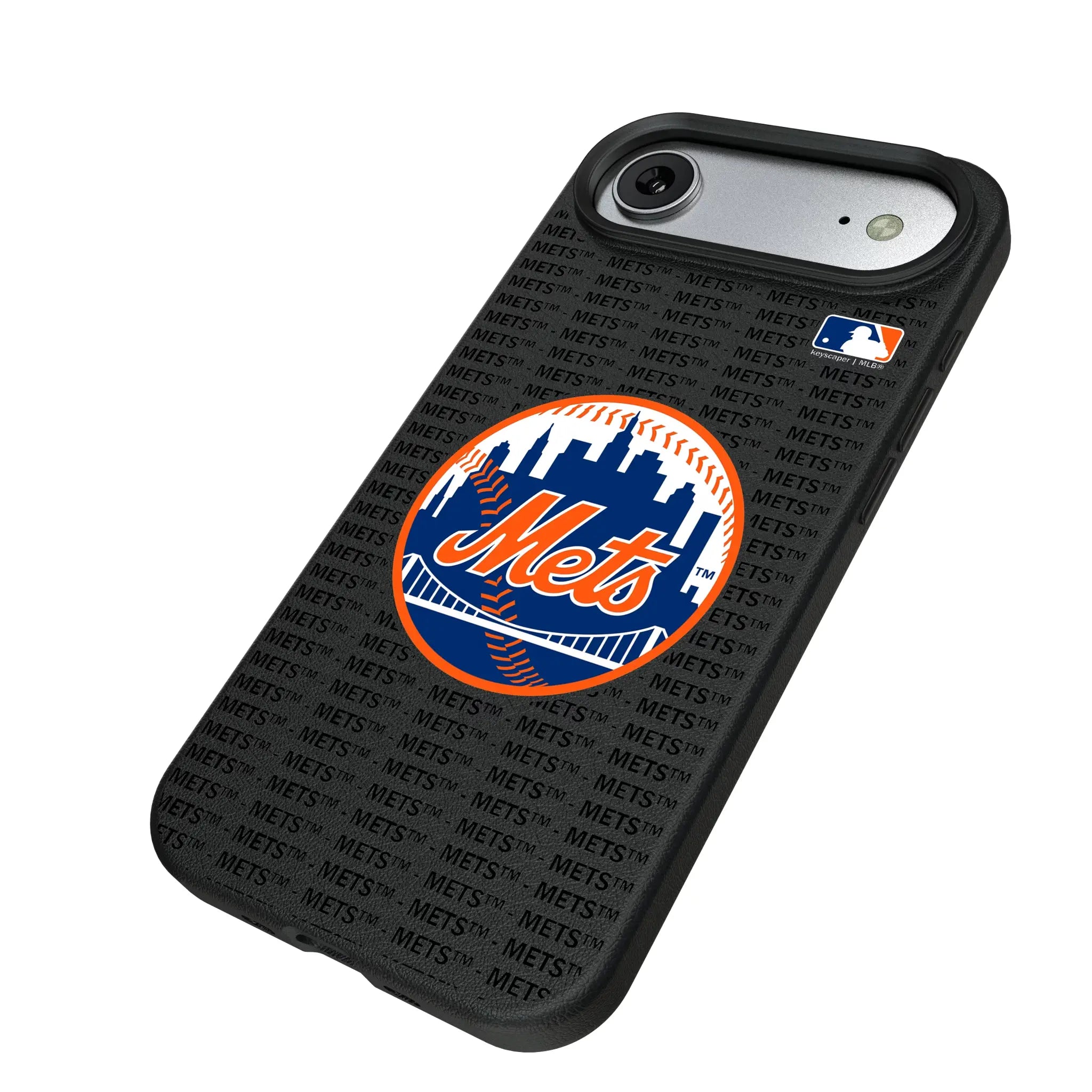 New York Mets Text Backdrop MagSafe Compatible Phone Case for Apple iPhone
