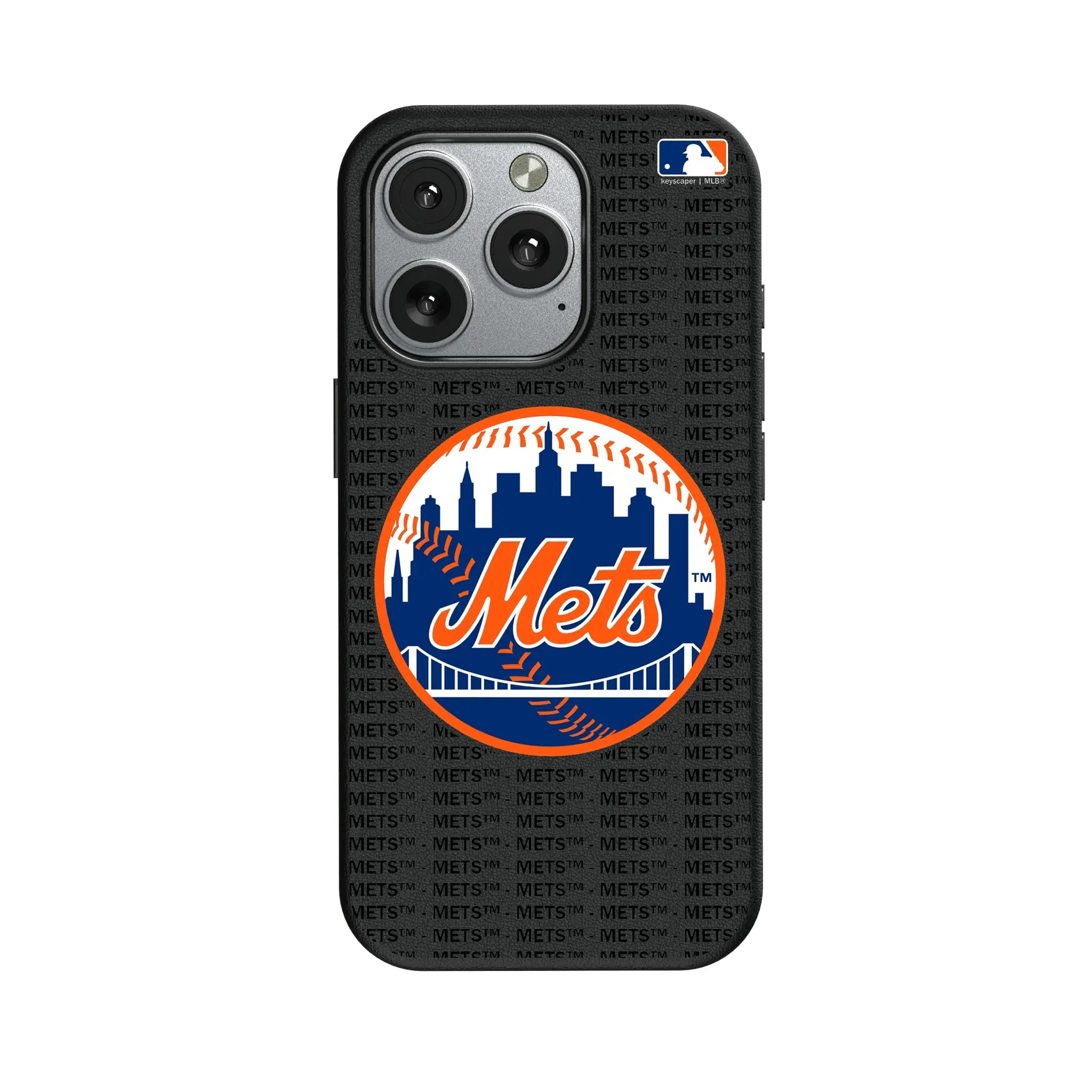 New York Mets Text Backdrop MagSafe Compatible Phone Case for Apple iPhone