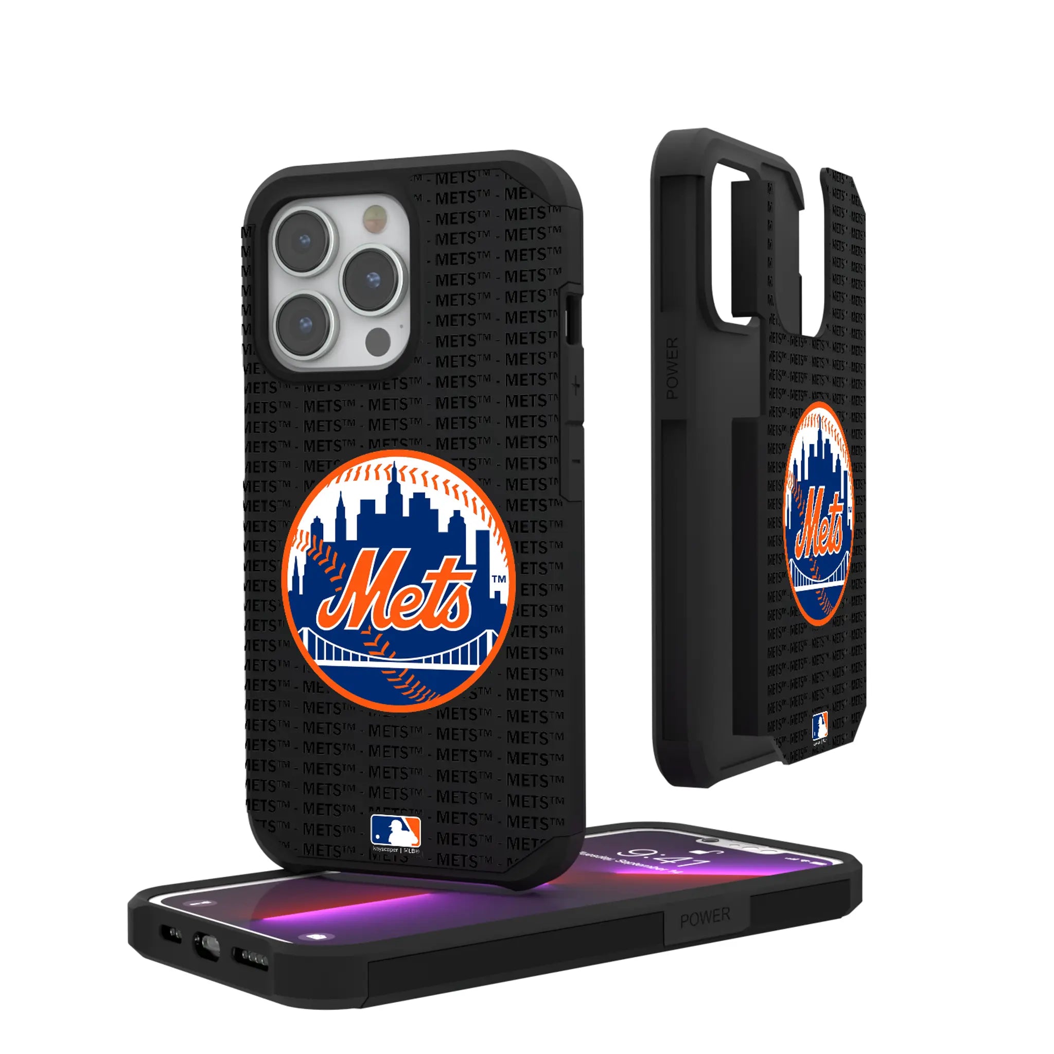New York Mets Text Backdrop Rugged Phone Case