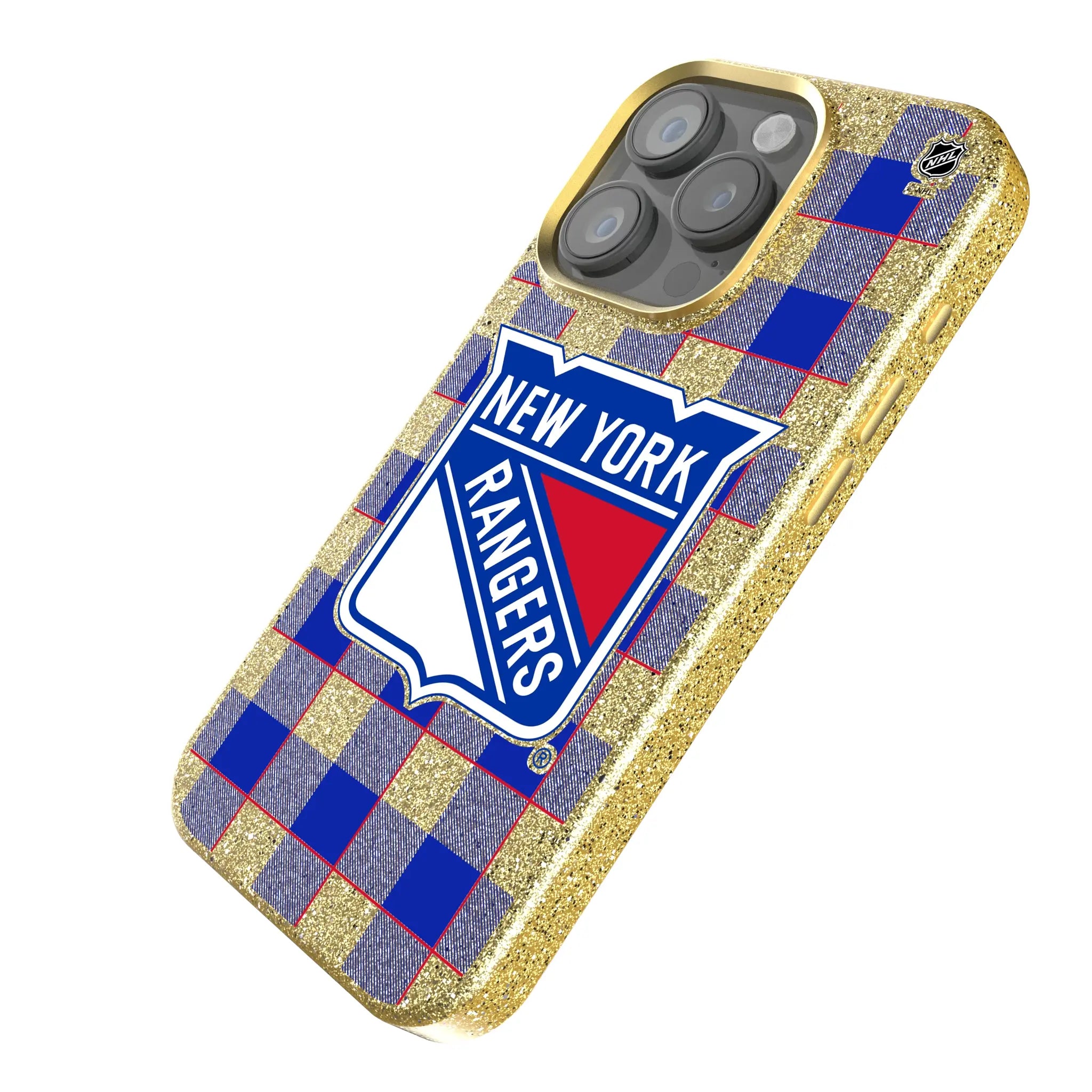 New York Rangers Plaid Bling Phone Case