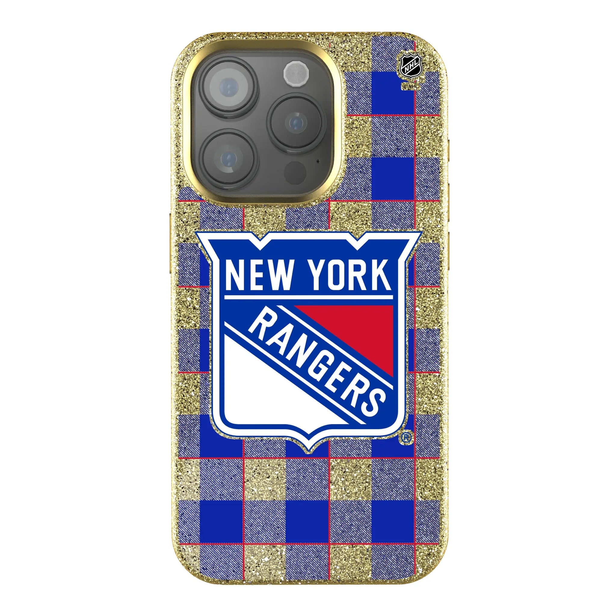 New York Rangers Plaid Bling Phone Case