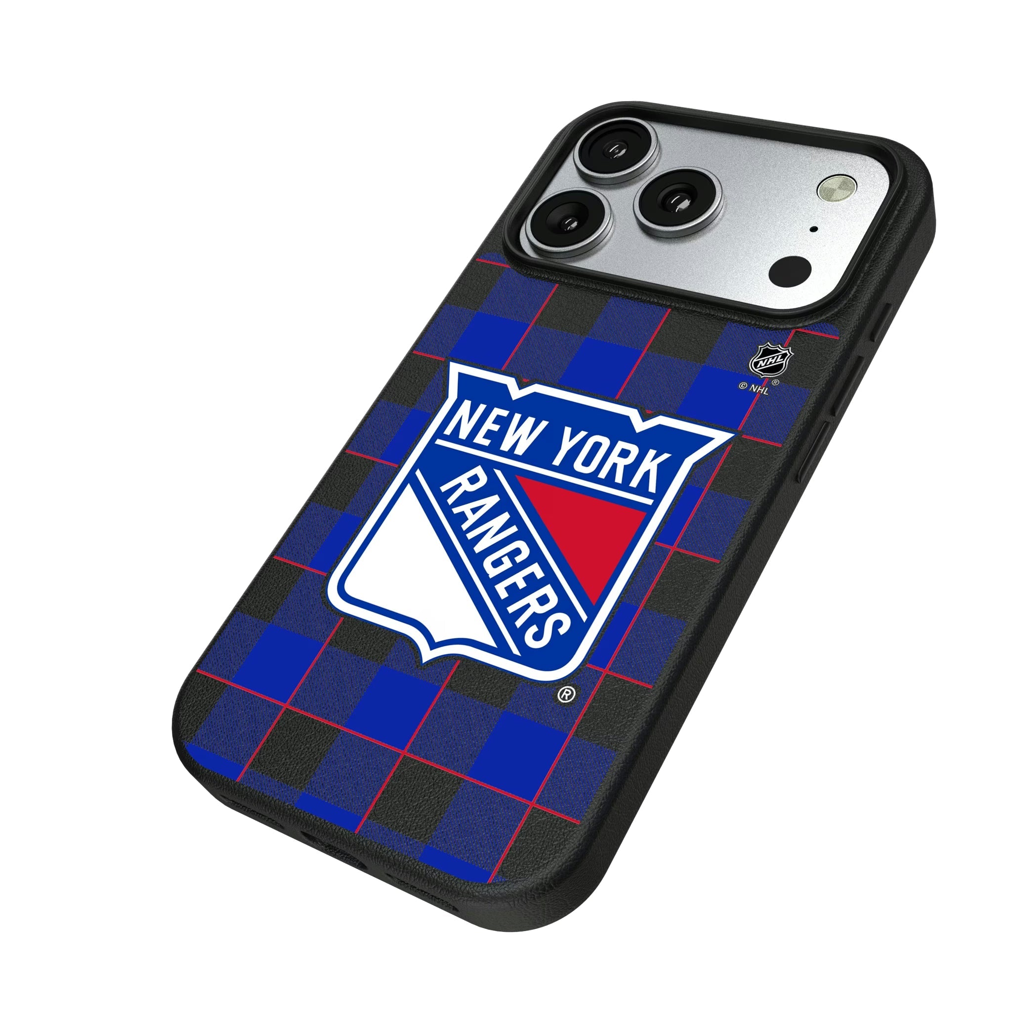 New York Rangers Plaid MagSafe Compatible Phone Case for Apple iPhone - Sports Gifts, Sports Memorabilia, Sports Collectibles, Fan Shop