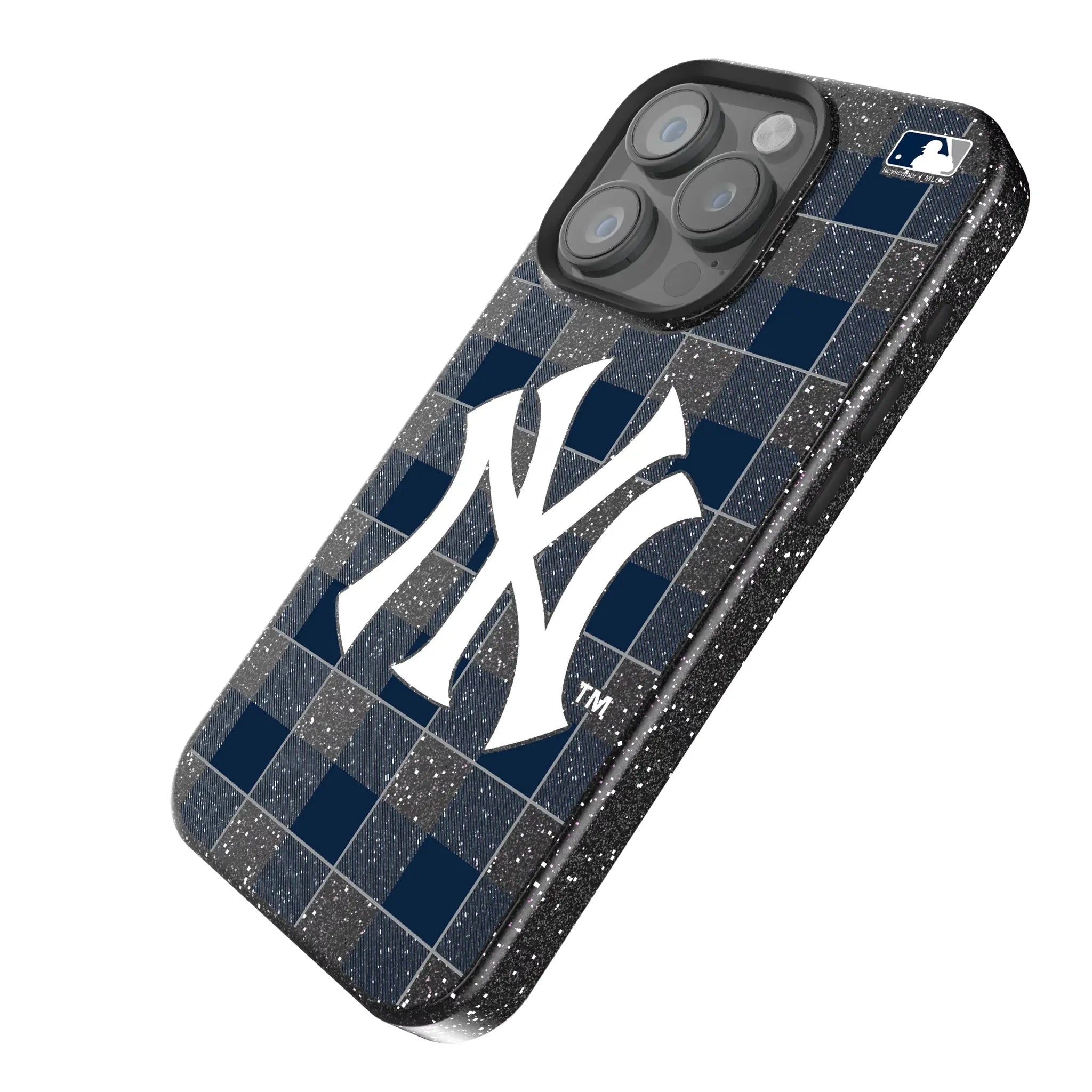 New York Yankees Plaid Bling Phone Case
