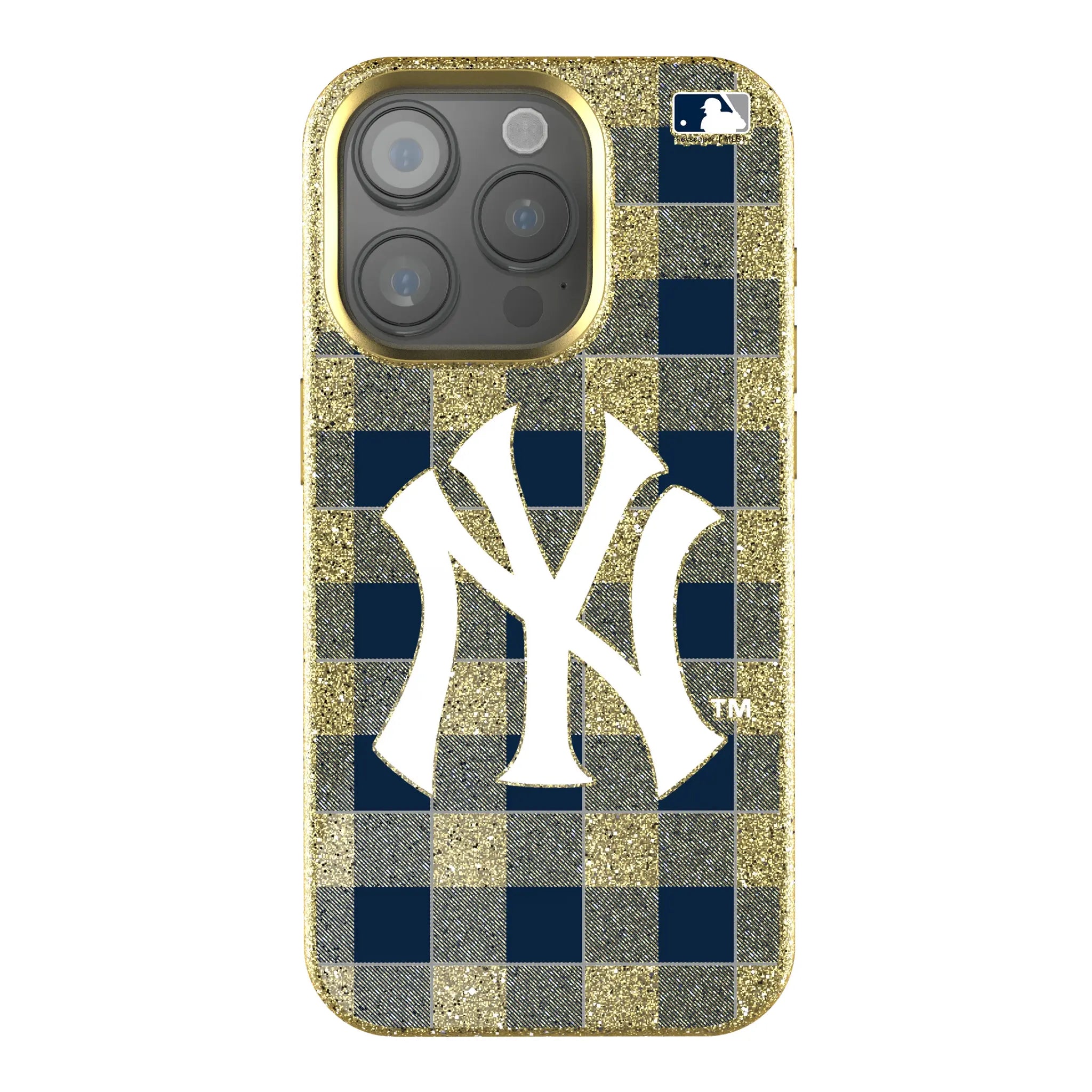 New York Yankees Plaid Bling Phone Case