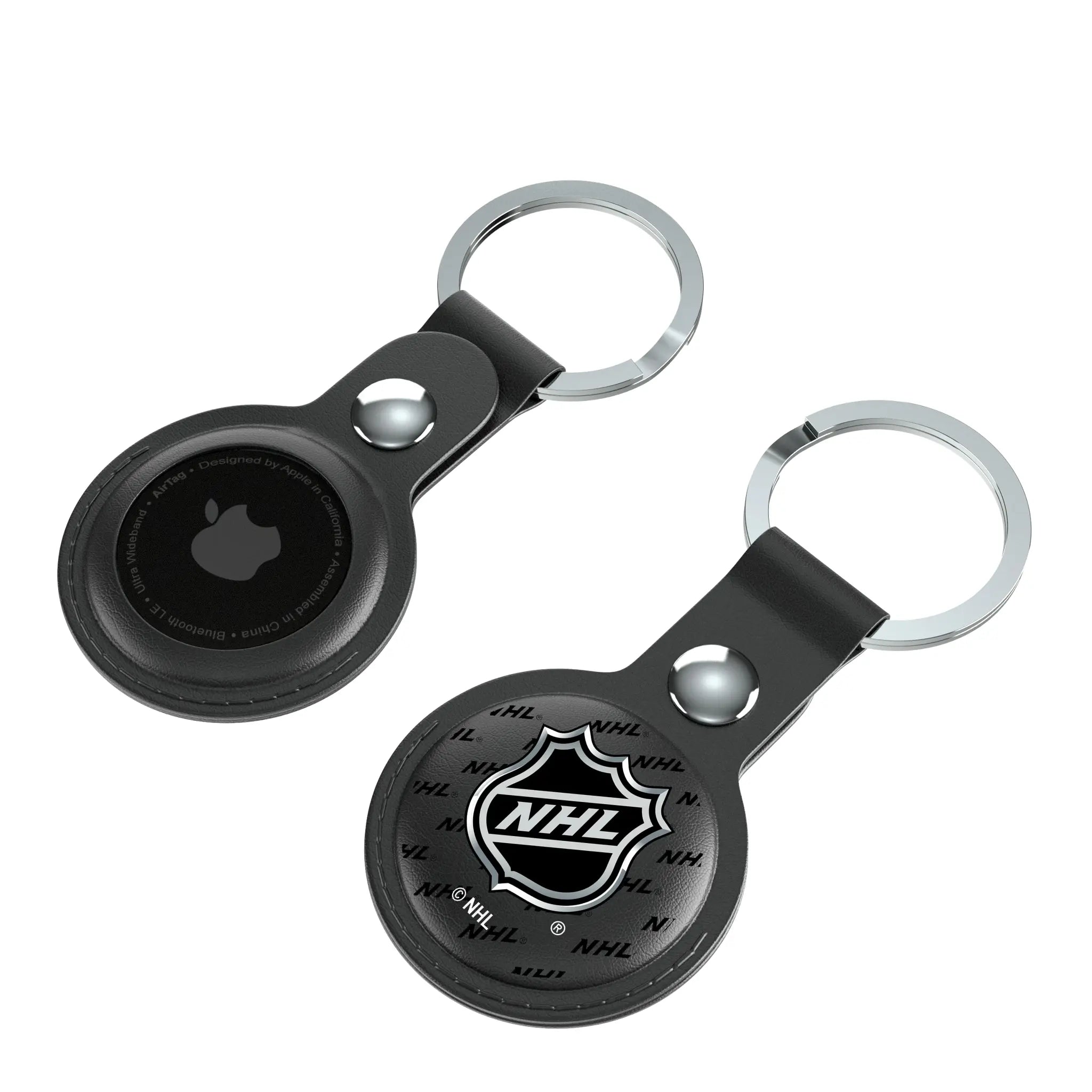 NHL Fashion Pattern Black Airtag Holder 2-Pack