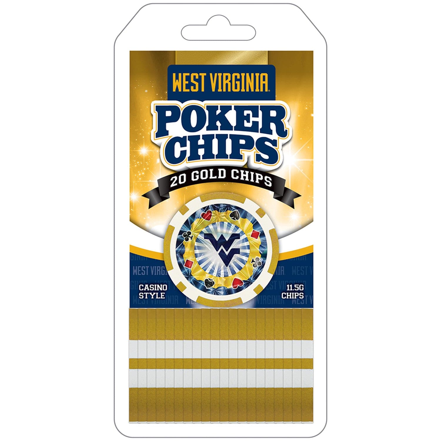 West Virginia Mountaineers 20-Piece Poker Chip Set - Sports Gifts, Sports Memorabilia, Sports Collectibles, Fan Shop