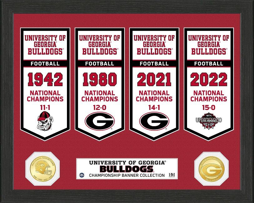 Georgia Bulldogs 2022-23 National Champions Banner Collection Photo Mint - 757 Sports Collectibles