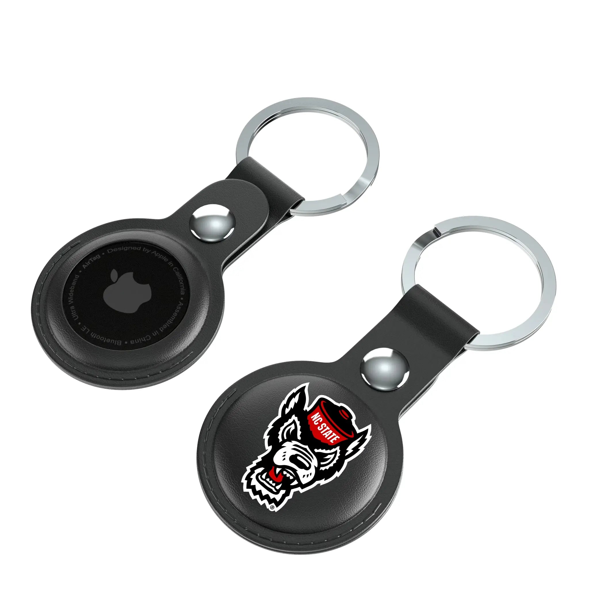 North Carolina State University Wolfpack Insignia Black Airtag Holder 2-Pack