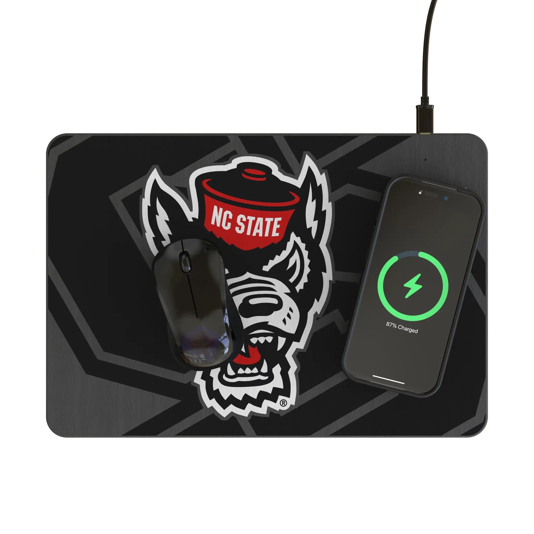 North Carolina State University Wolfpack Monocolor Tilt 15-Watt Wireless Charger and Mouse Pad