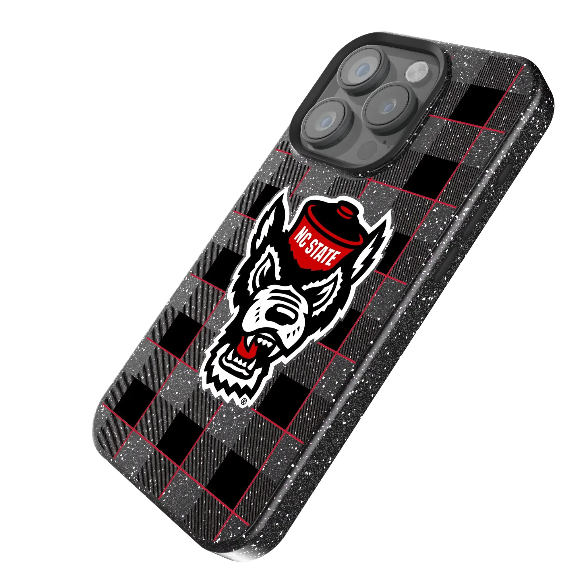North Carolina State University Wolfpack Plaid Bling Phone Case