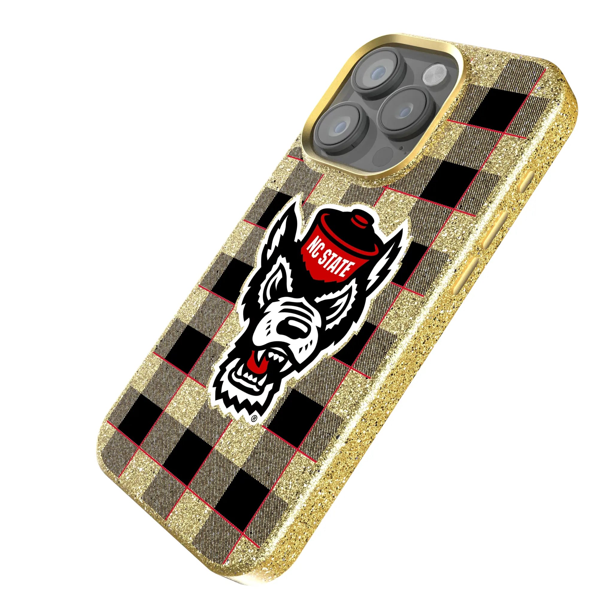 North Carolina State University Wolfpack Plaid Bling Phone Case