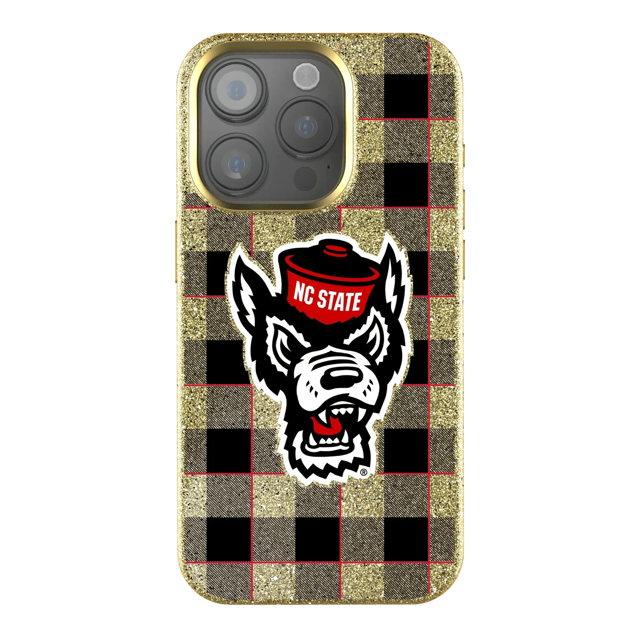 North Carolina State University Wolfpack Plaid Bling Phone Case