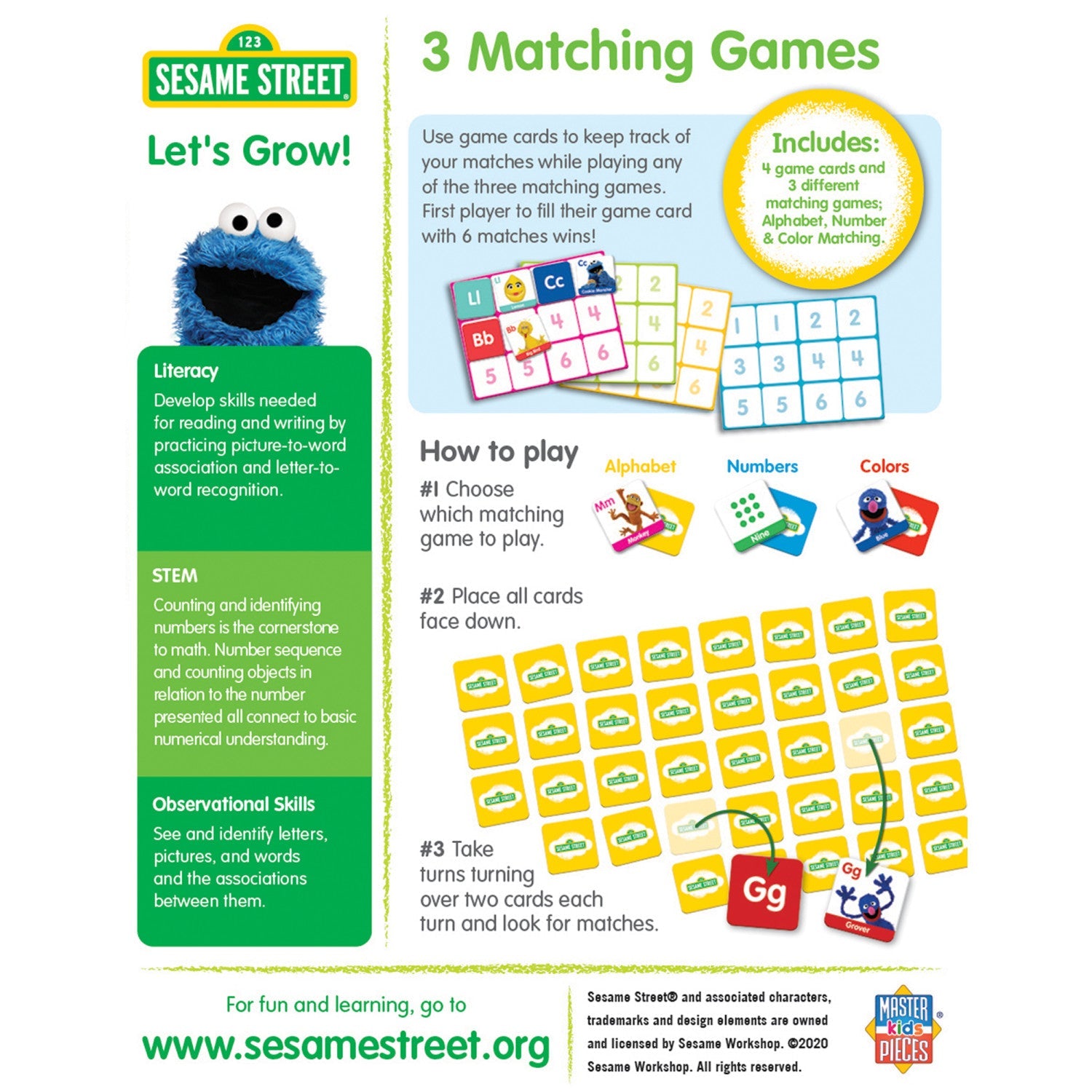 Sesame Street 3-in-1 Matching Game - 757 Sports Collectibles