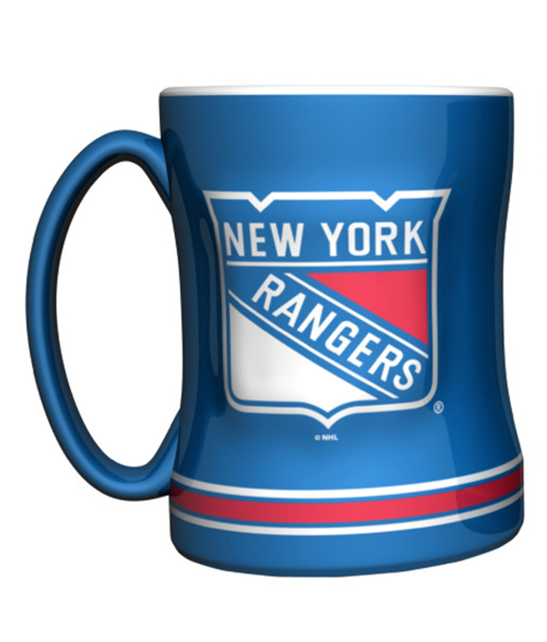 New York Rangers Coffee Mug 14oz Sculpted Relief Team Color - Sports Collectibles, Sports Memorabilia, Sports Fan Shop, Sports Gifts