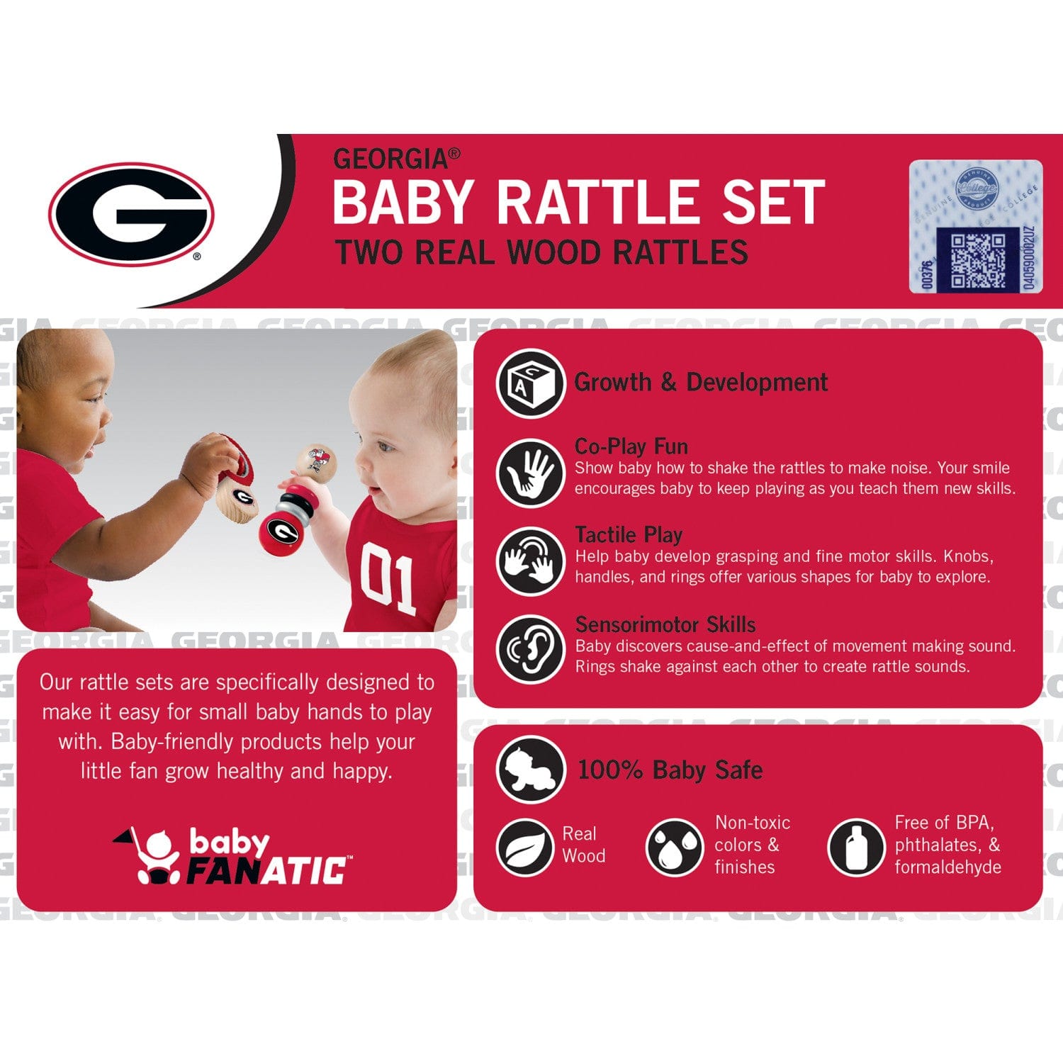Georgia Bulldogs Baby Rattles 2-Pack