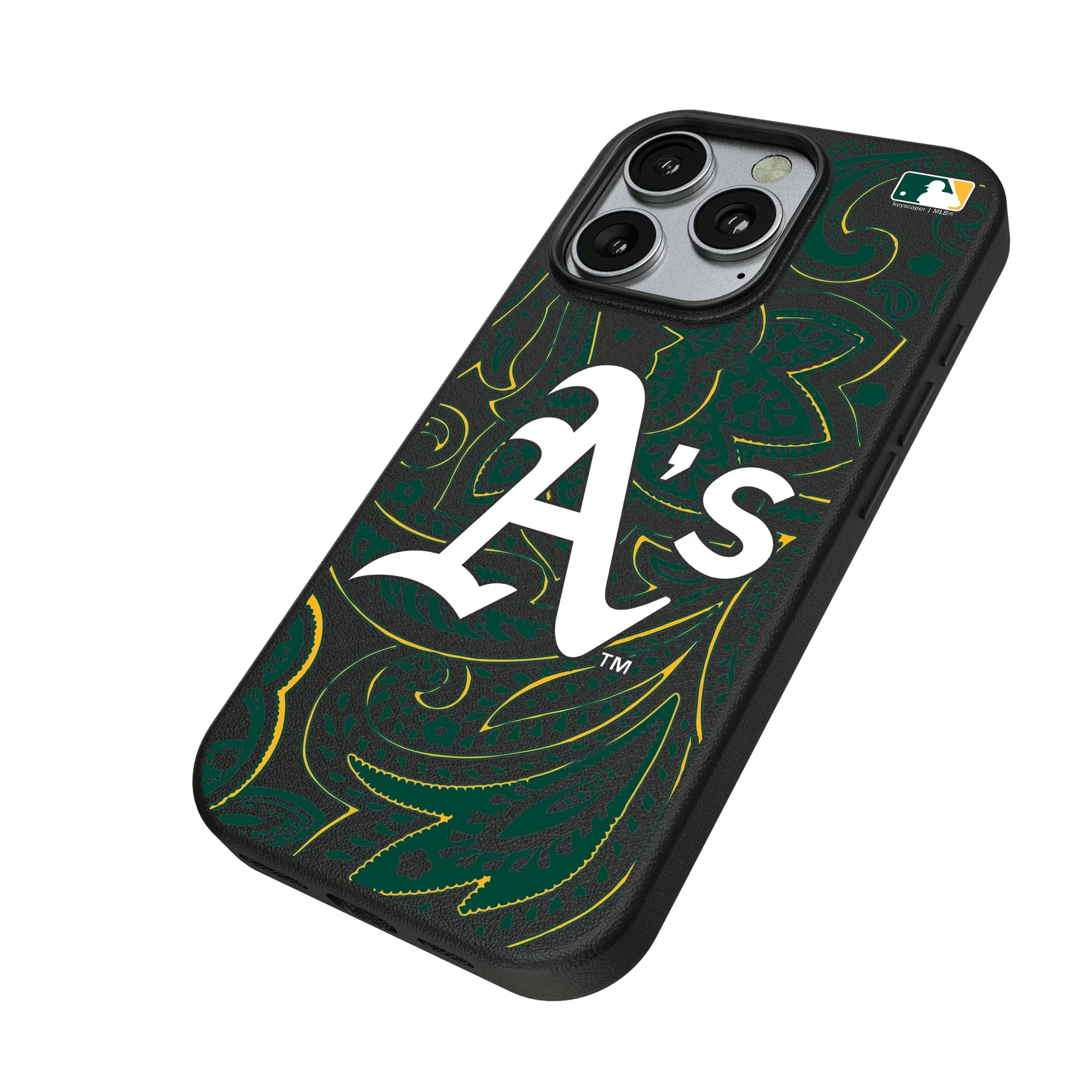 Oakland Athletics Paisley MagSafe Compatible Phone Case for Apple iPhone - Sports Gifts, Sports Memorabilia, Sports Collectibles, Fan Shop