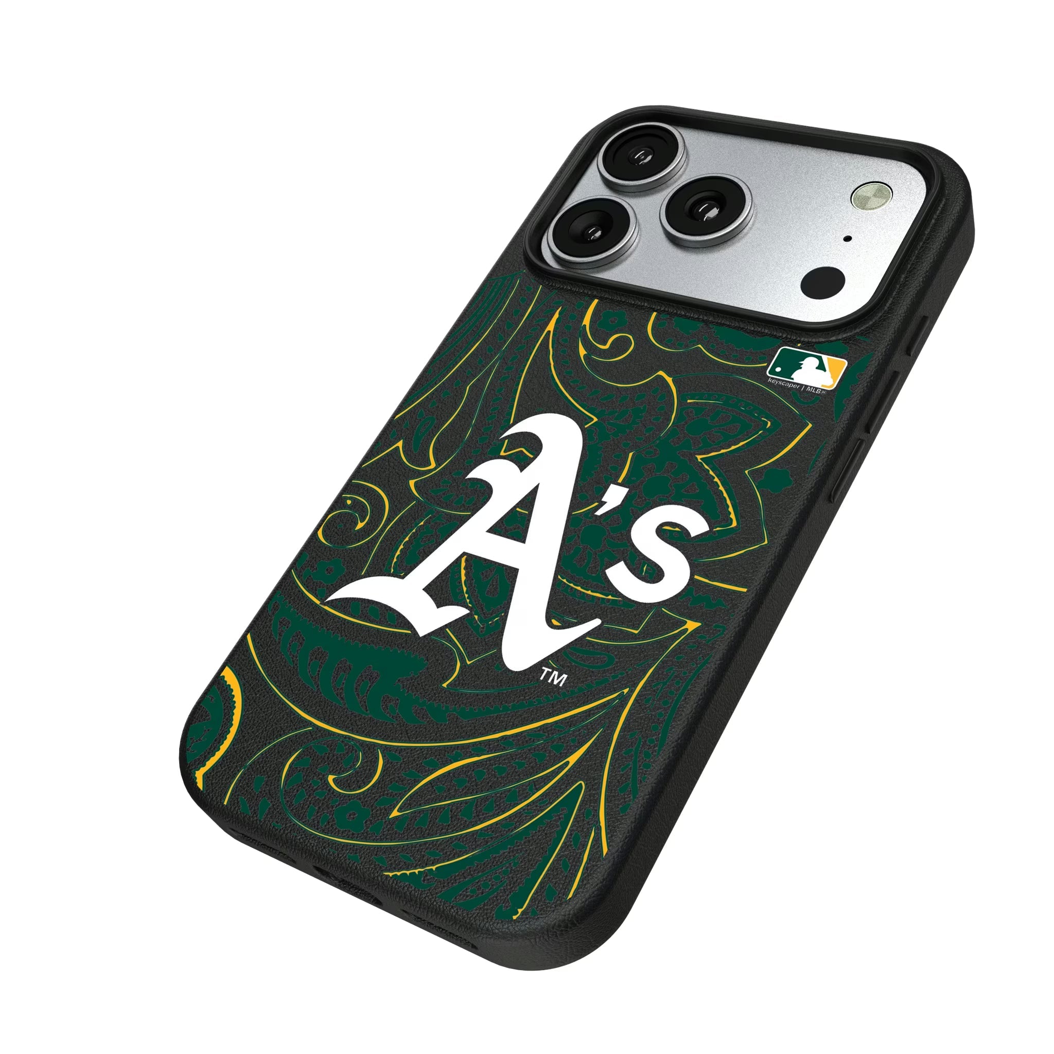 Oakland Athletics Paisley MagSafe Compatible Phone Case for Apple iPhone - Sports Gifts, Sports Memorabilia, Sports Collectibles, Fan Shop