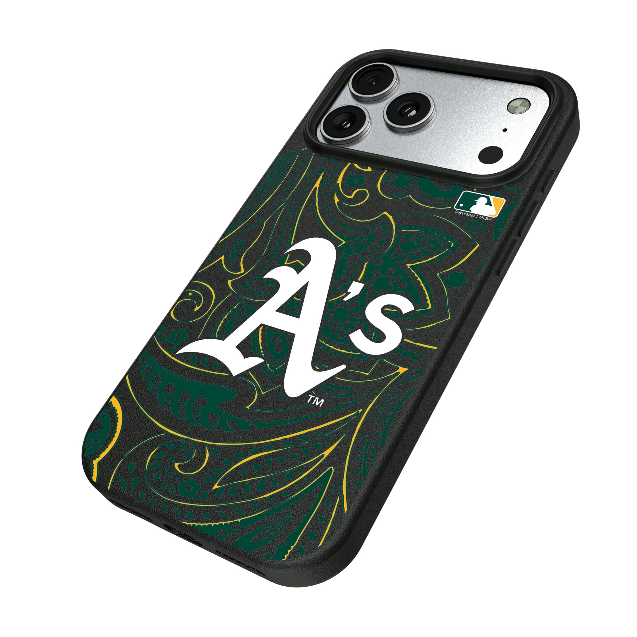 Oakland Athletics Paisley MagSafe Compatible Phone Case for Apple iPhone - Sports Gifts, Sports Memorabilia, Sports Collectibles, Fan Shop