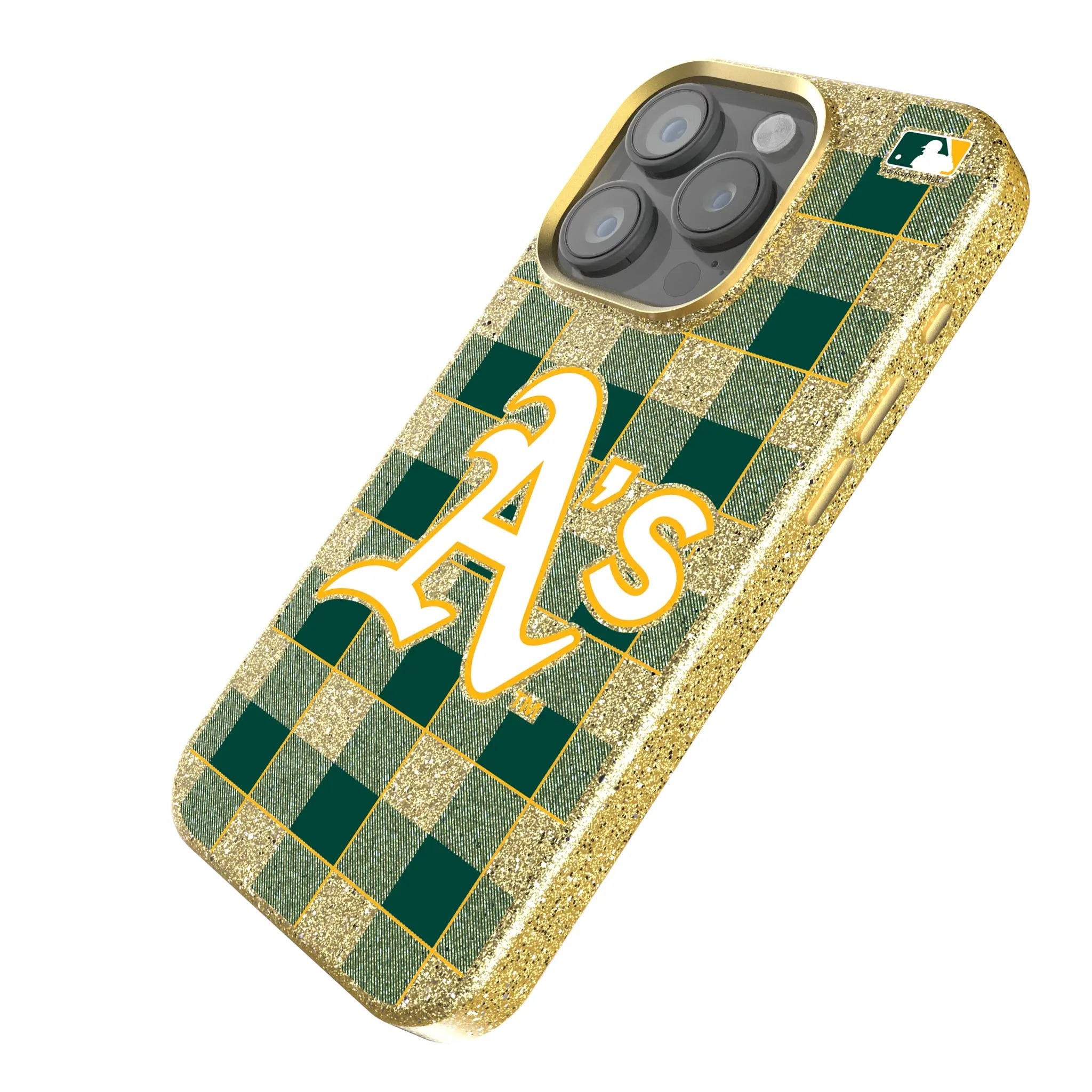 Oakland Athletics Plaid Bling Phone Case