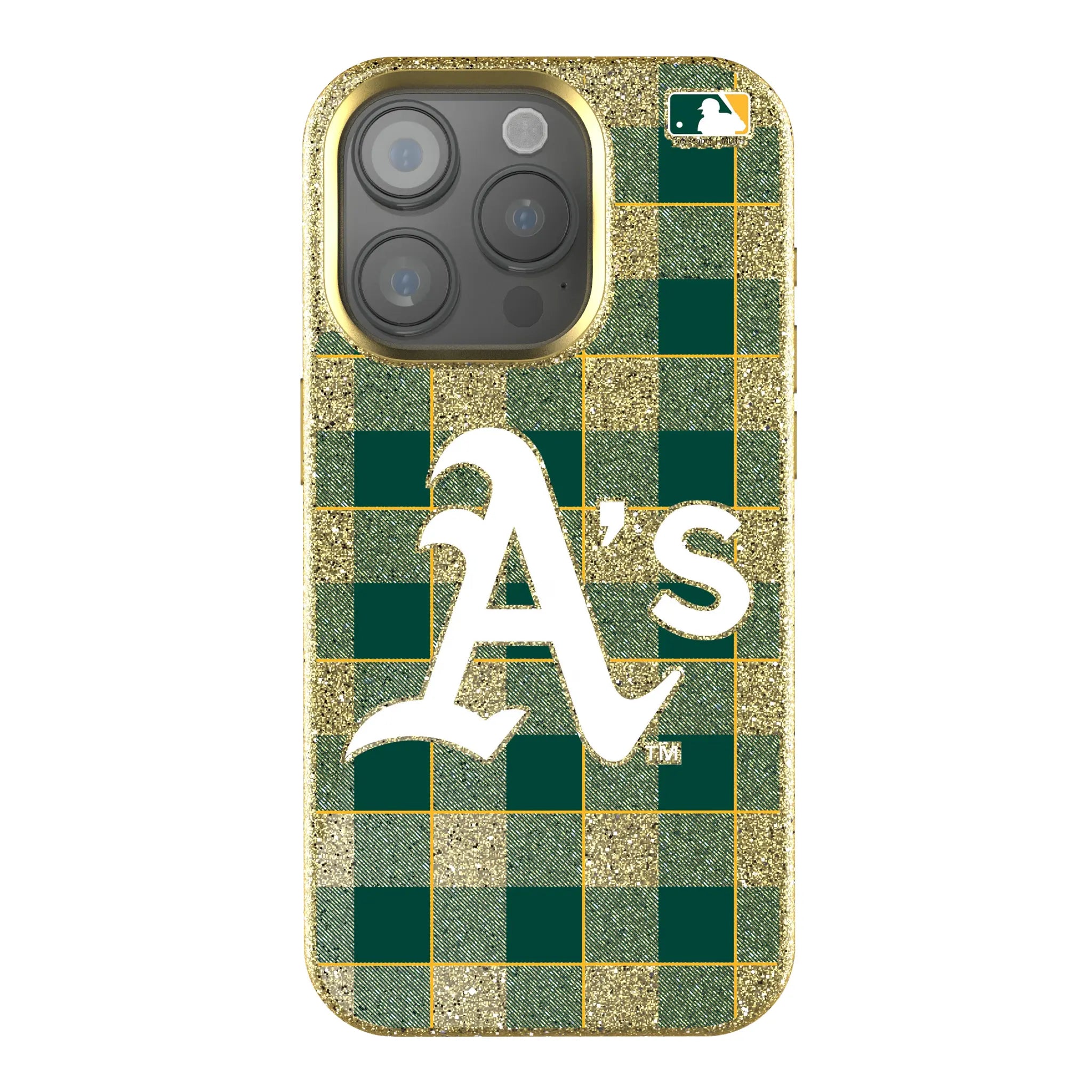 Oakland Athletics Plaid Bling Phone Case