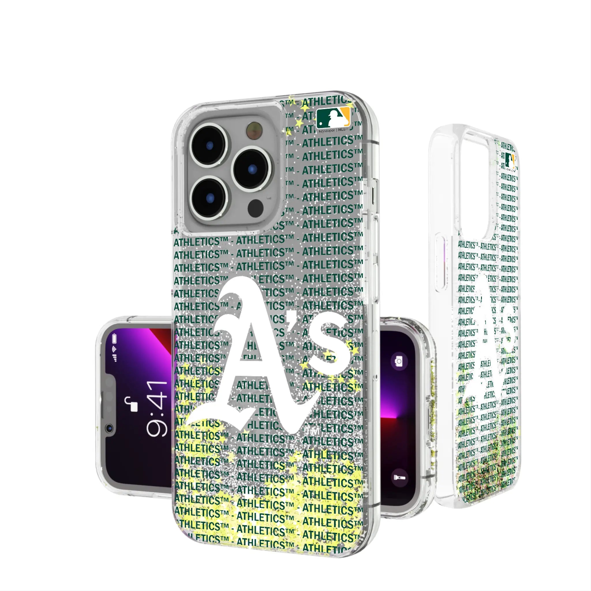Oakland Athletics Text Backdrop Glitter Phone Case