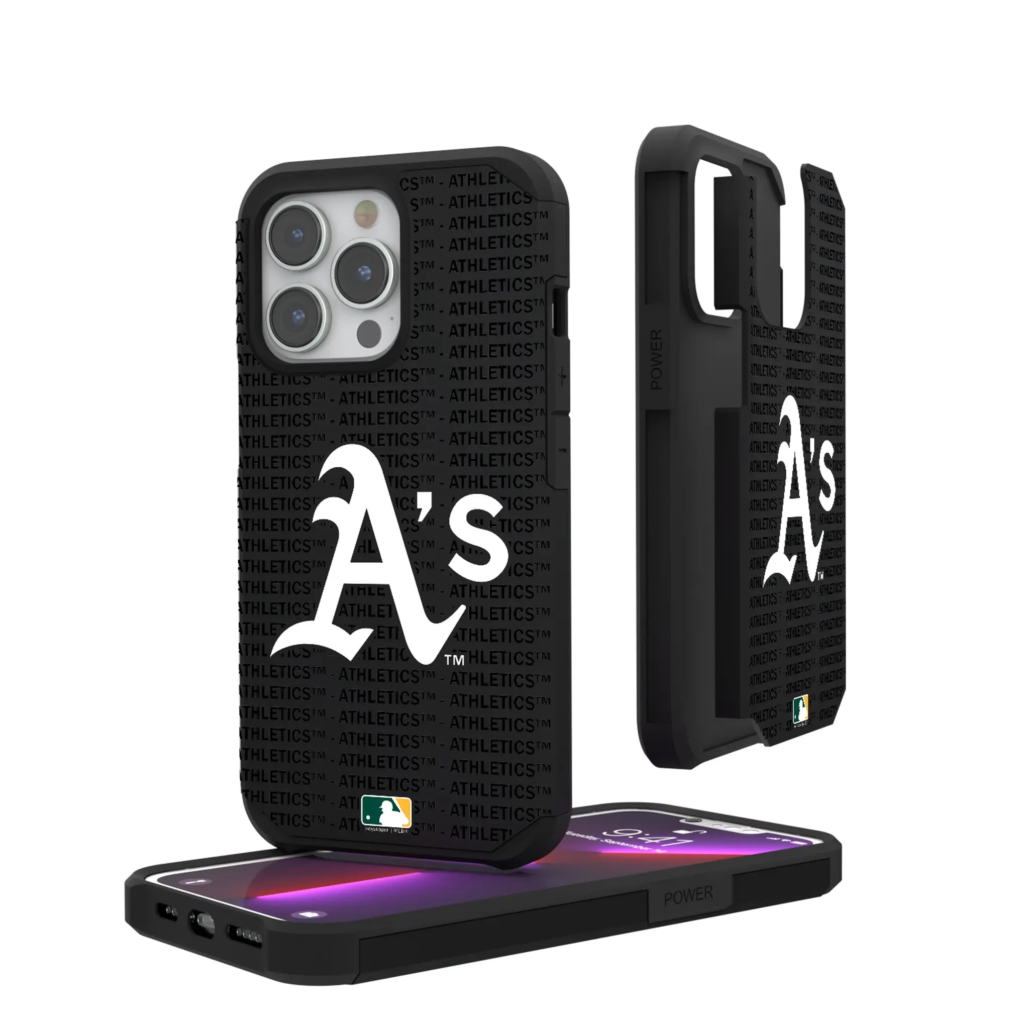 Oakland Athletics Text Backdrop Rugged Phone Case