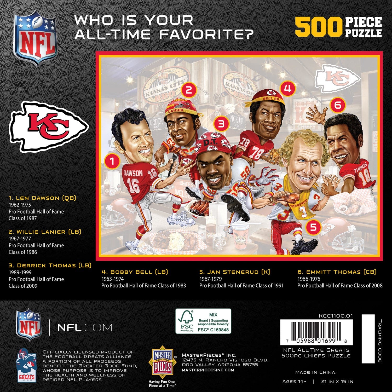 Kansas City Chiefs All-Time Greats 500-Piece Jigsaw Puzzle