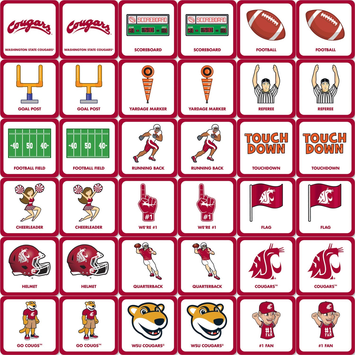 Washington State Cougars Matching Game - 757 Sports Collectibles