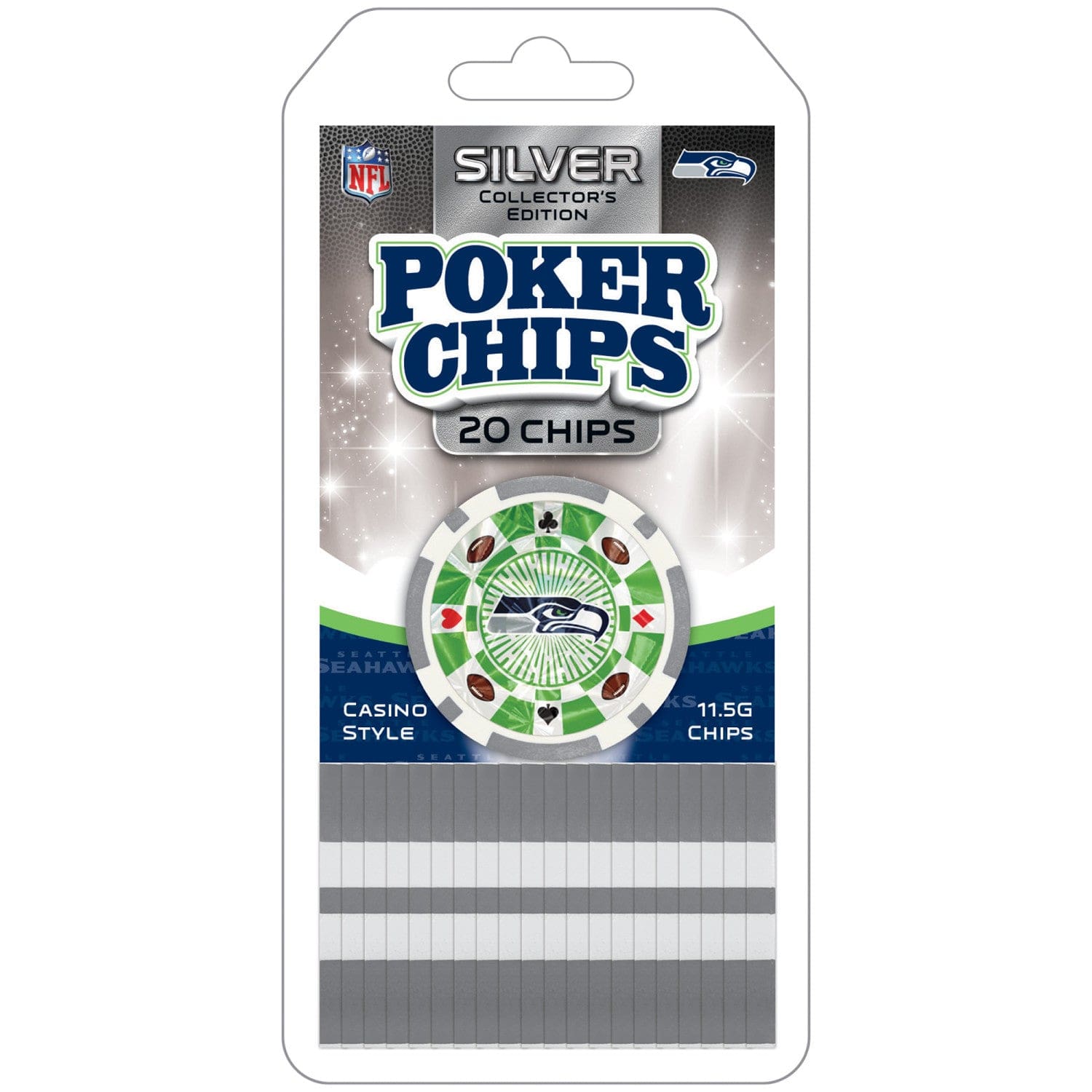 Seattle Seahawks 20 Piece Poker Chip Set - Sports Gifts, Sports Memorabilia, Sports Collectibles, Fan Shop